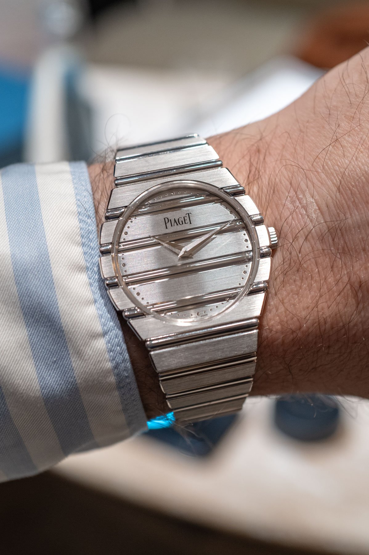 best watches of 2025 — white gold Piaget Polo 79 wrist shot