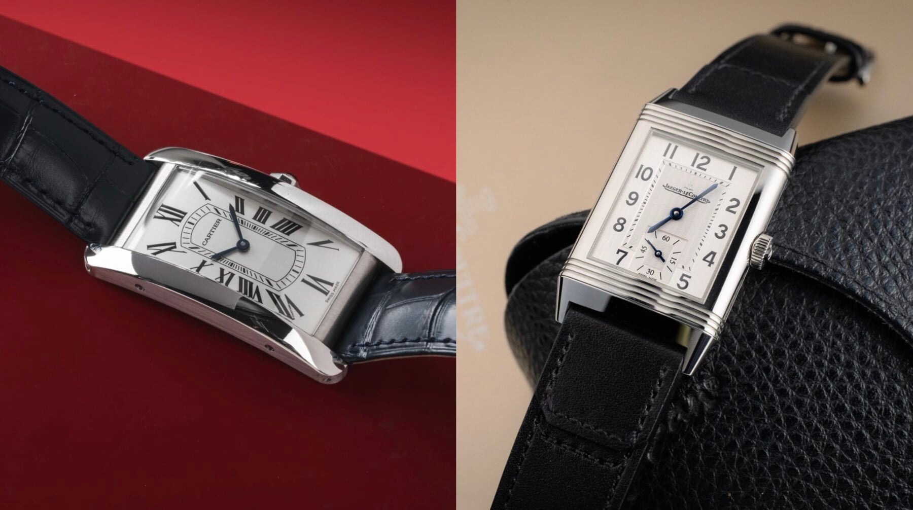 Cartier Tank Américaine Vs. Jaeger-LeCoultre Reverso Classic Monoface Small Seconds collage header