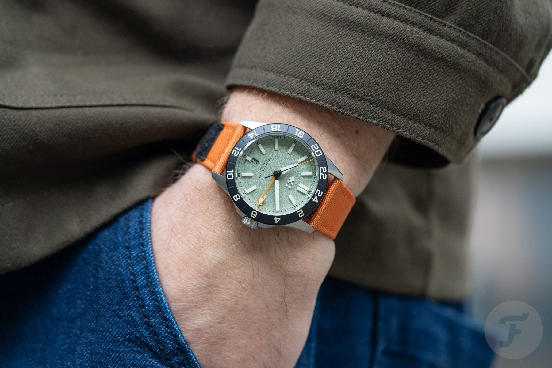 green-dial Christopher Ward C63 Sealander Extreme GMT pocket shot