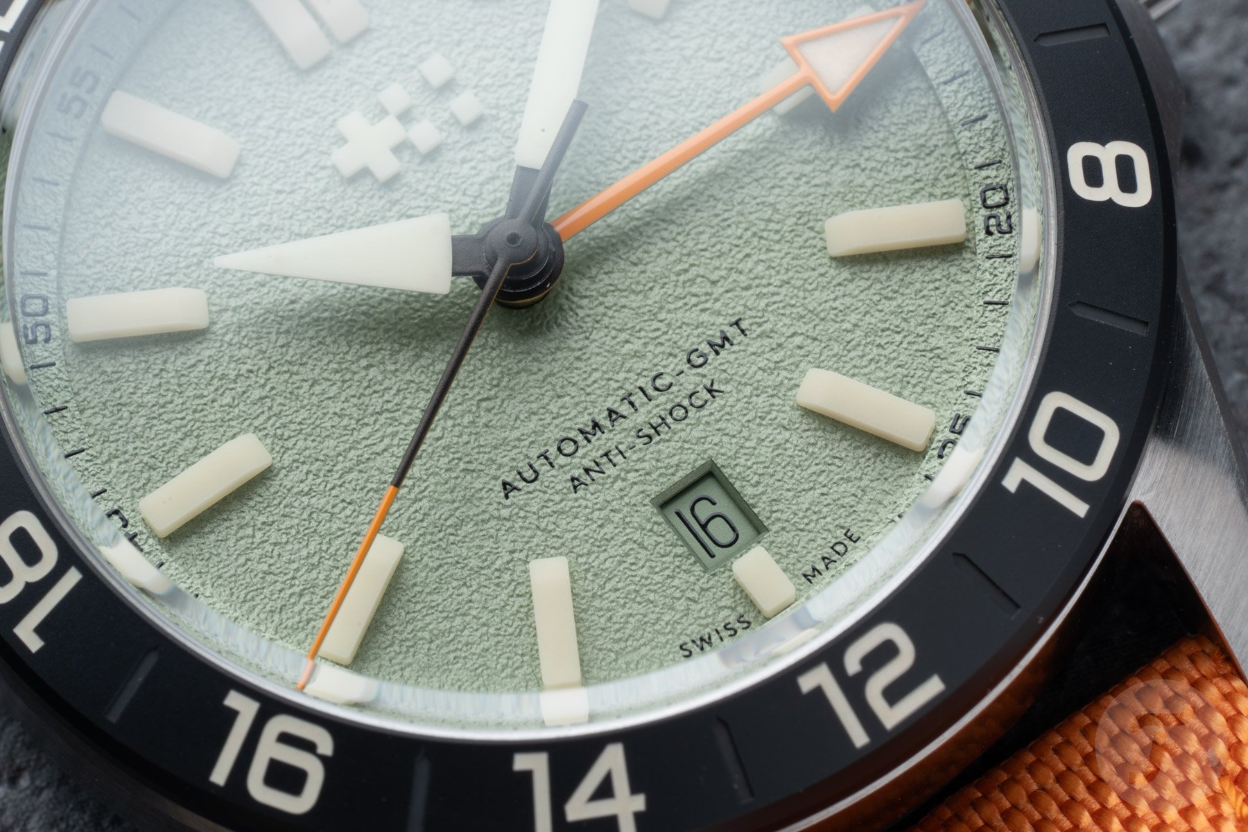 green dial of Christopher Ward C63 Sealander Extreme GMT up close