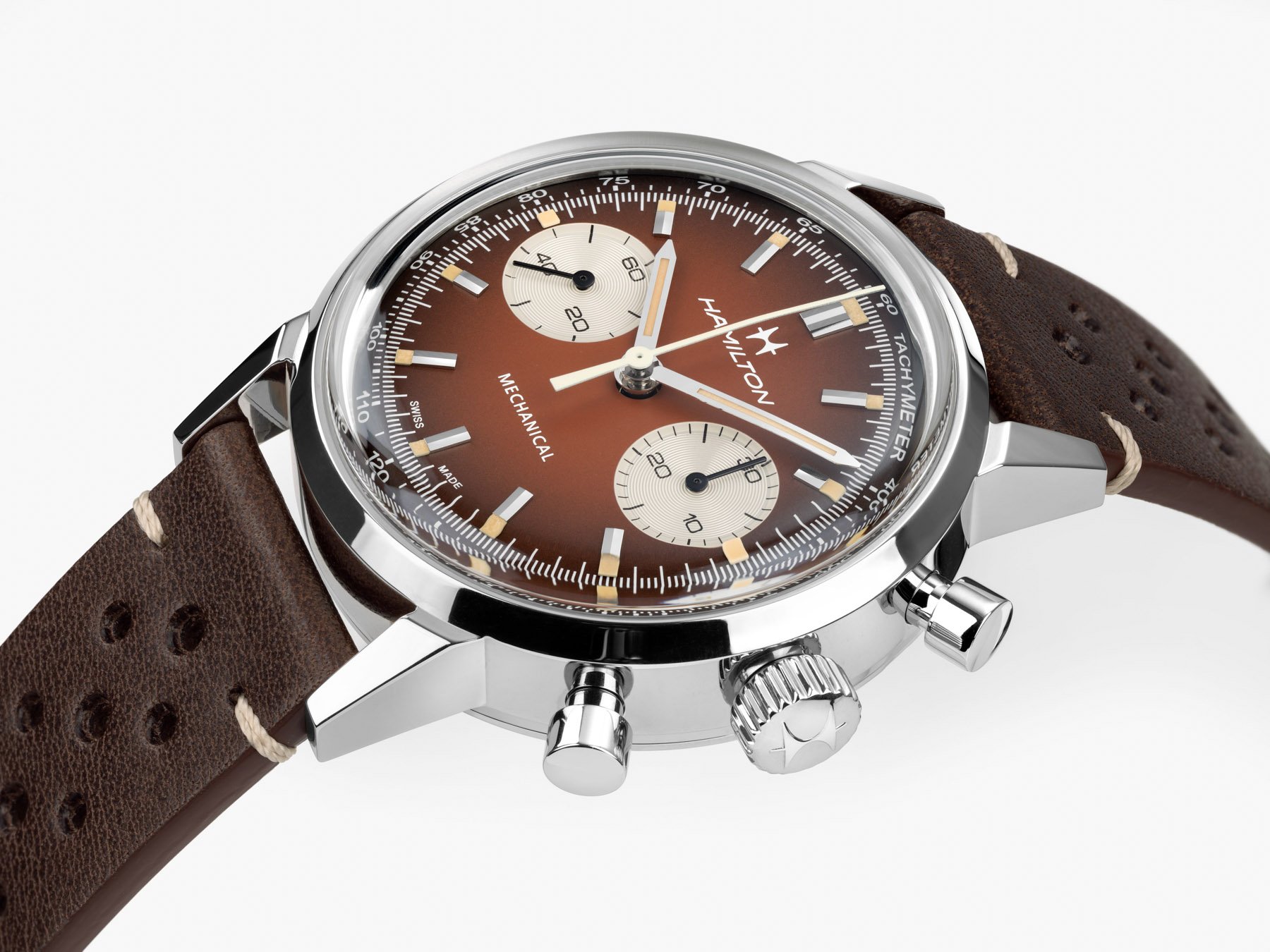 New: Hamilton Intramatic Chronograph In Green, Brown, And Blue