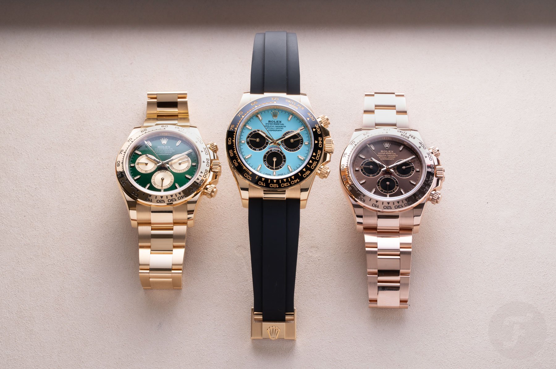 Three gold Rolex Daytona watches