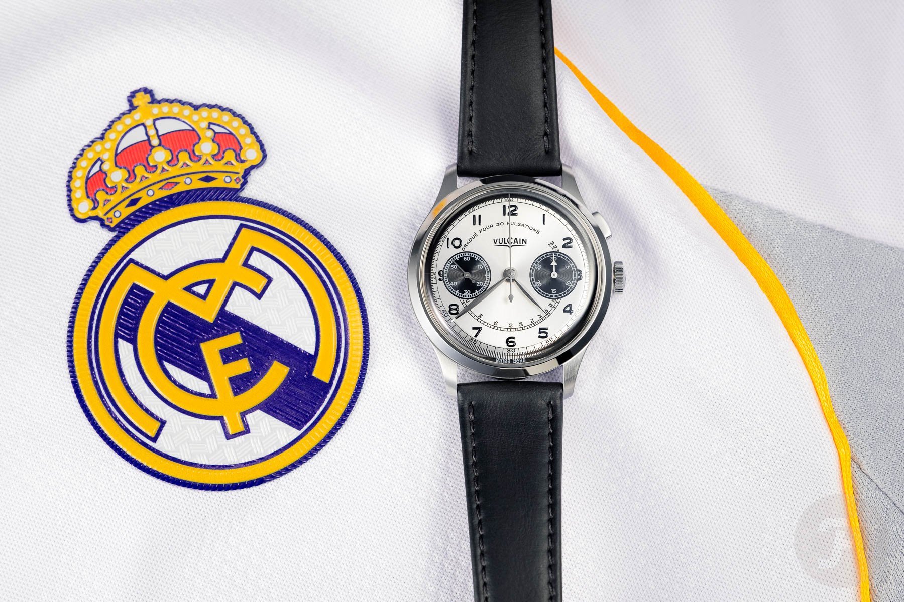 Vulcain Monopusher Heritage Panda on a Real Madrid jersey