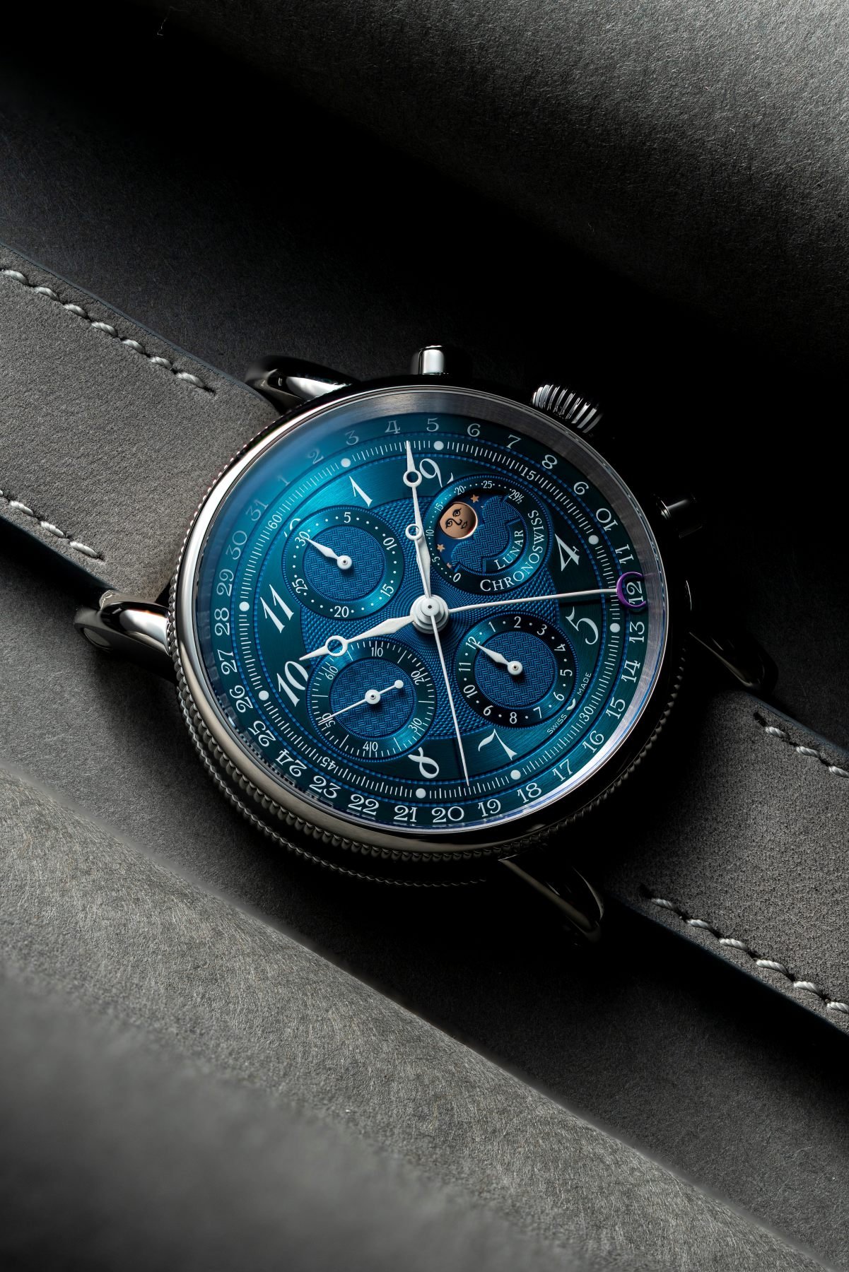 Chronoswiss Lunar Chronograph Aurora on a gray background