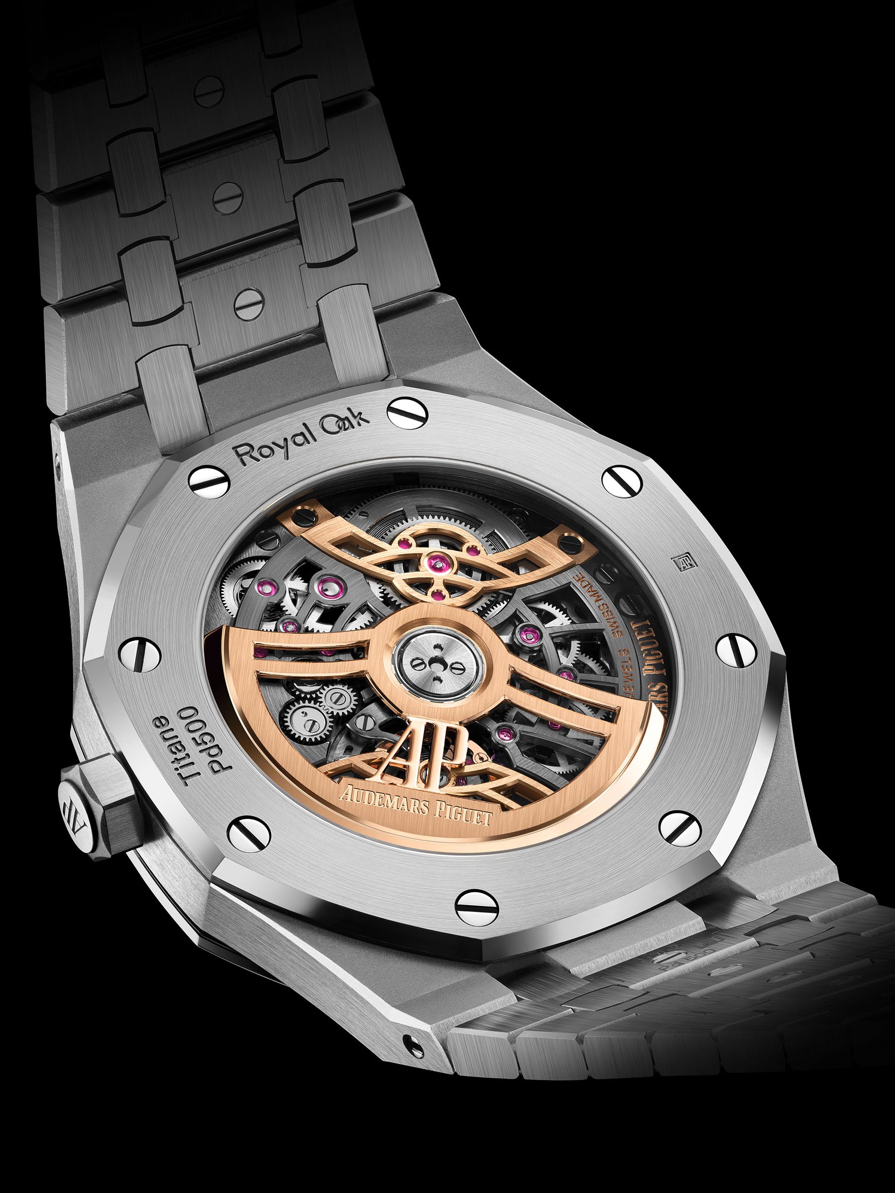 Audemars Piguet Royal Oak Selfwinding Perpetual Calendar Openworked ref. 26685XT.OO.1320XT.01 case back and movement
