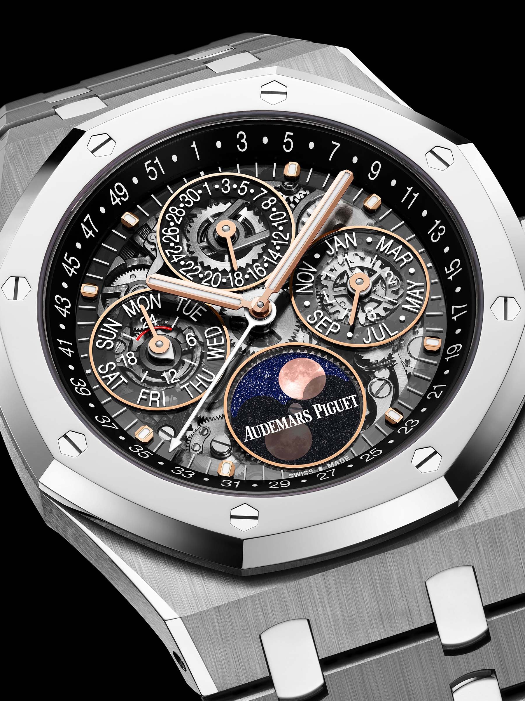 Audemars Piguet Royal Oak Selfwinding Perpetual Calendar Openworked ref. 26685XT.OO.1320XT.01 up close