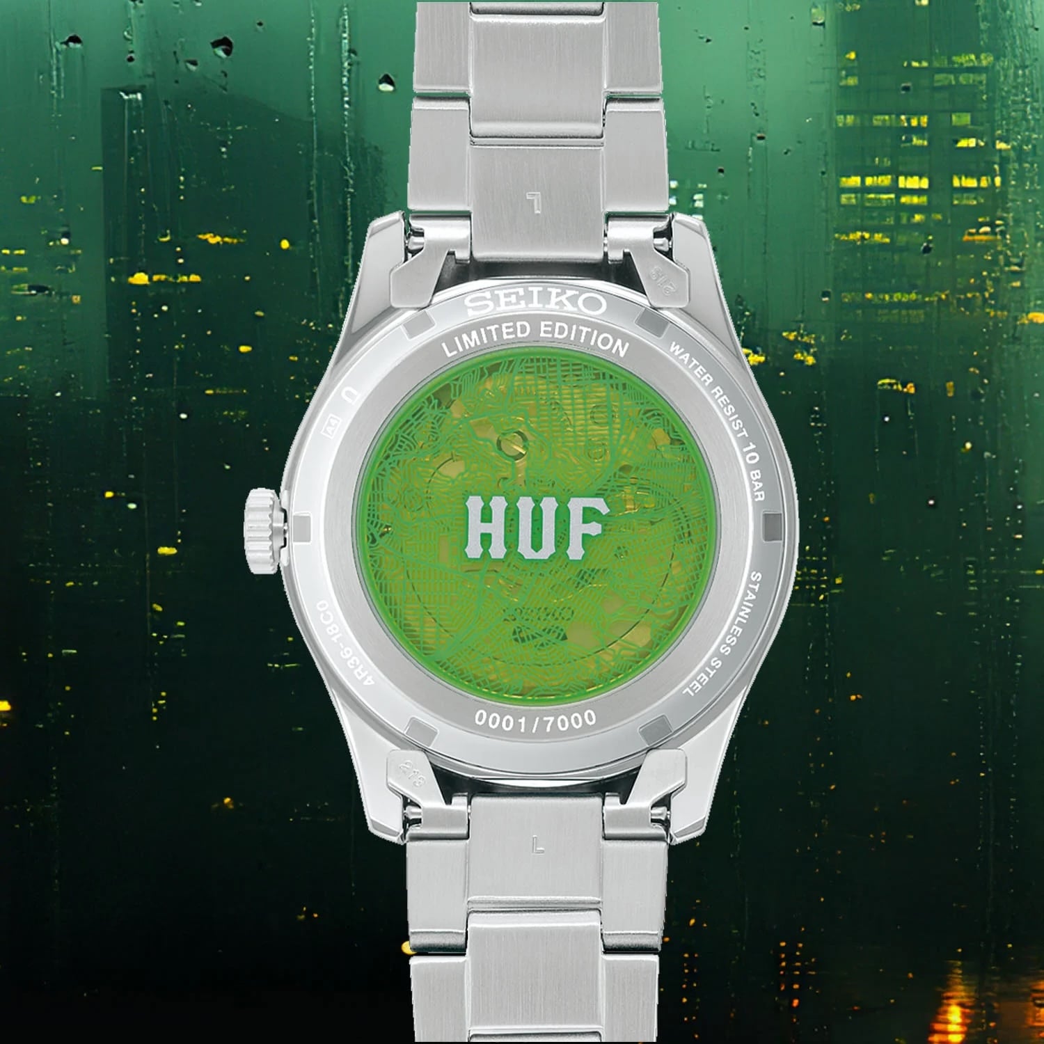 Seiko 5 Sports SRPM09 HUF Limited Edition case back