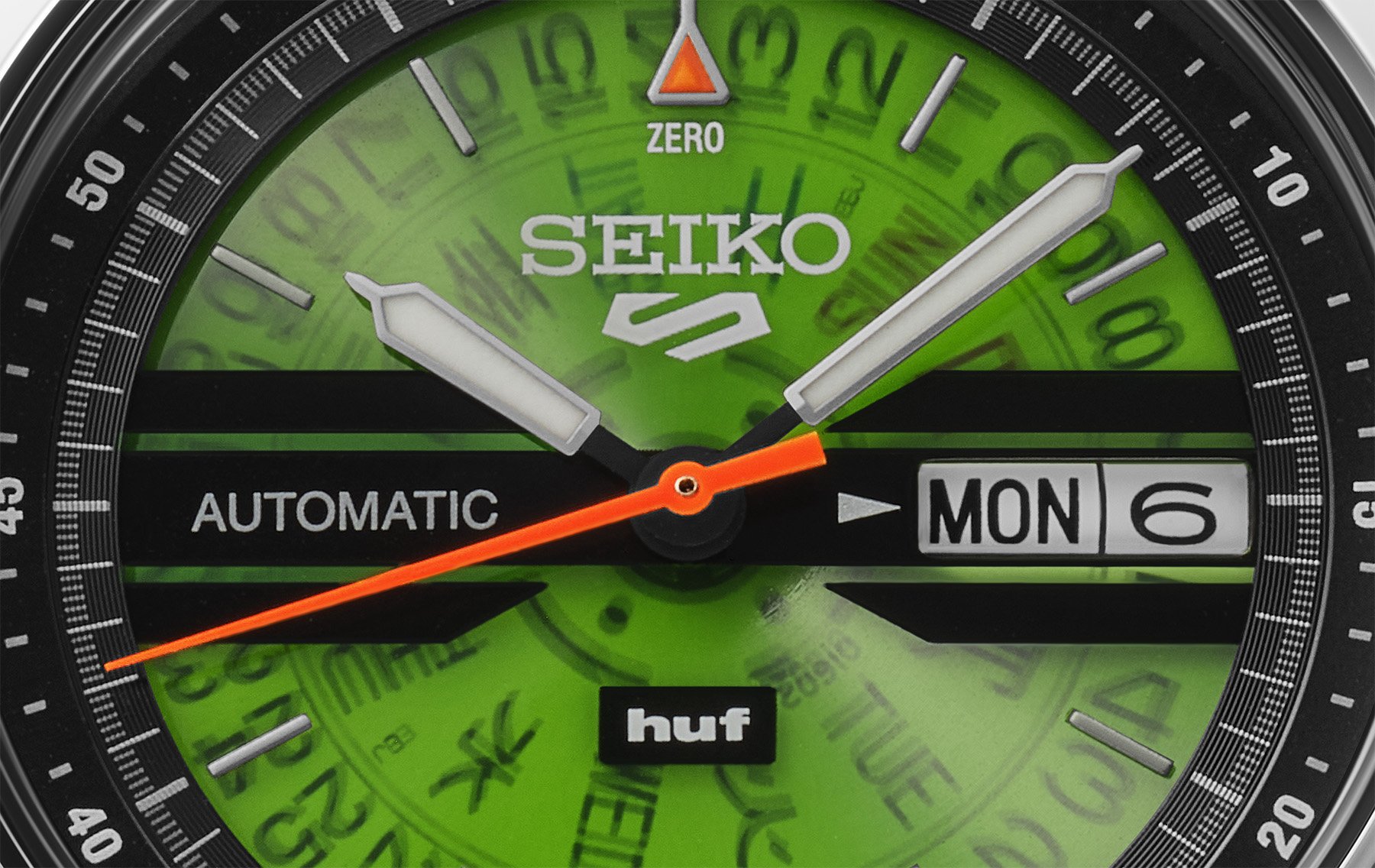 Seiko 5 Sports SRPM09 HUF Limited Edition dial detail