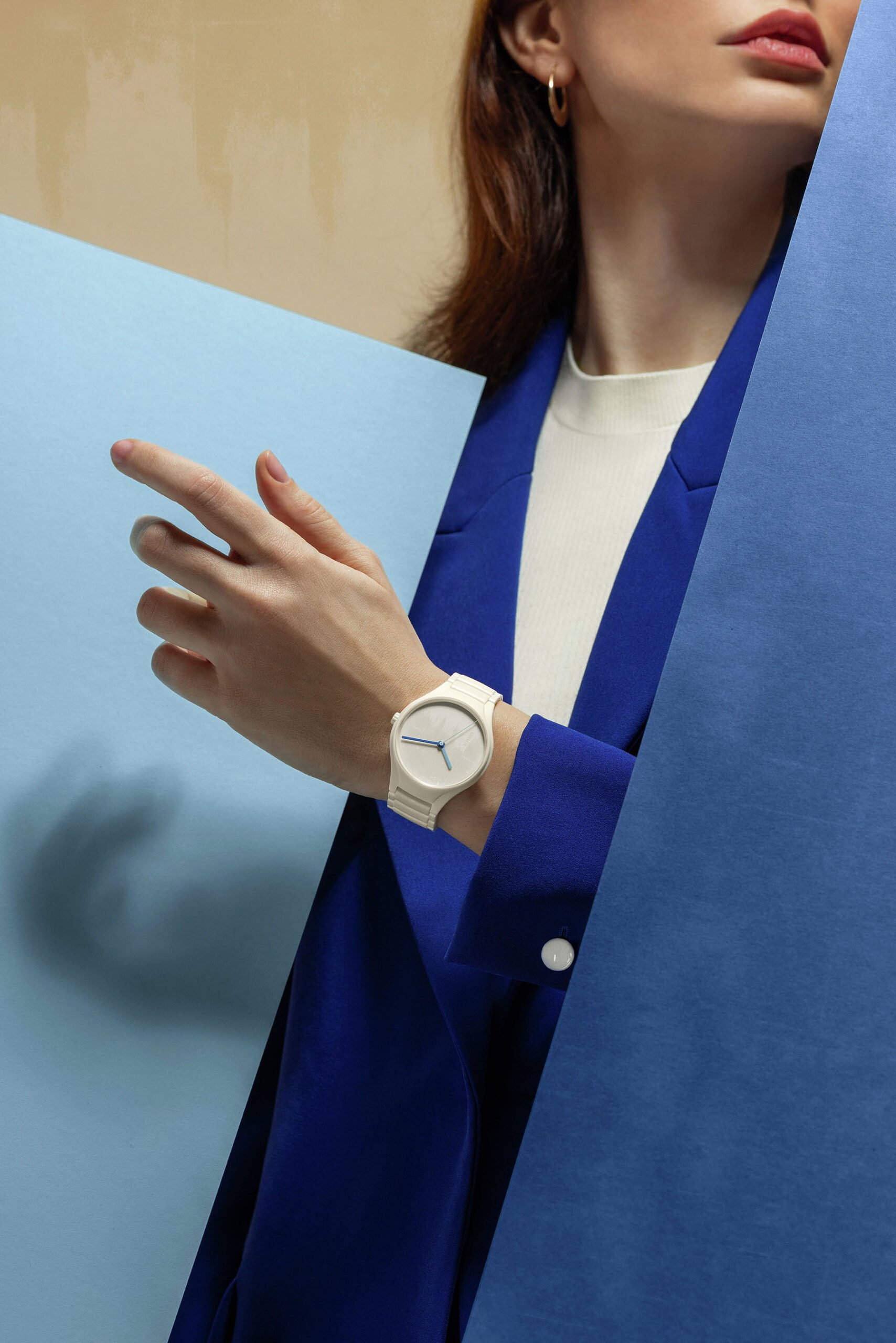 Ivory White Rado True Round × Les Couleurs Le Corbusier Special Edition on wrist