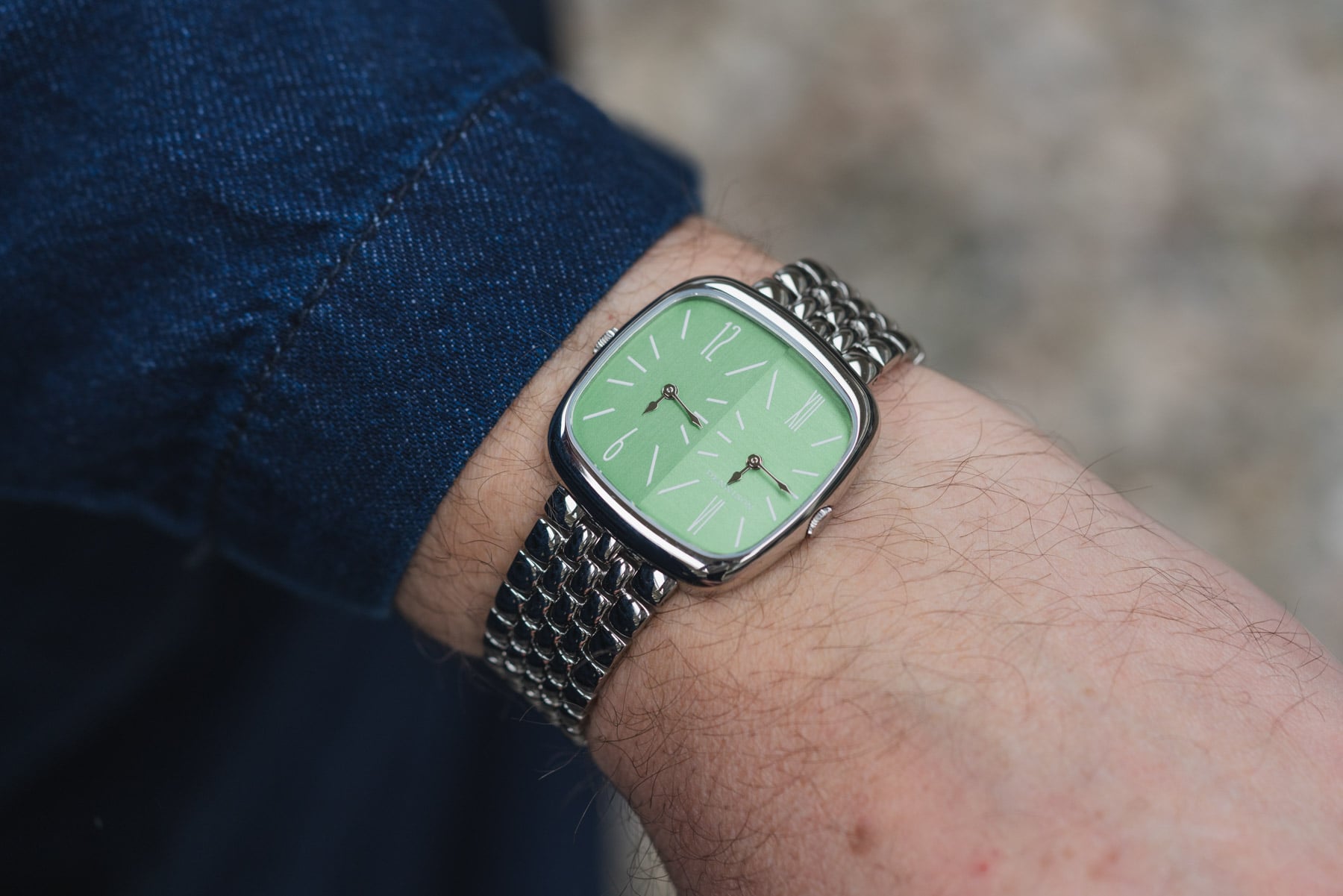 Green Dennison ALD Dual Time “Shades” Dial on the wrist
