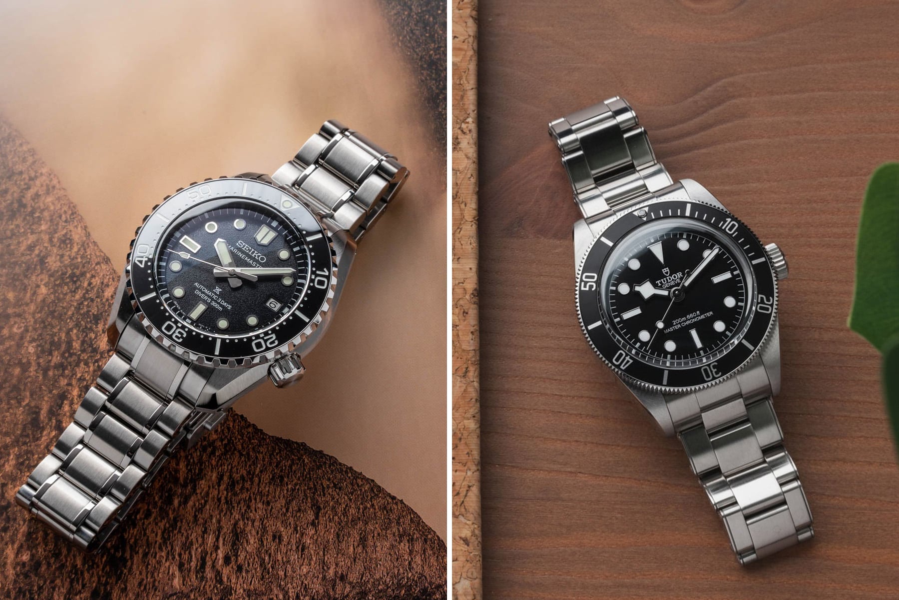 Seiko Marinemaster HBF001 vs Tudor Black Bay "Monochrome" header collage