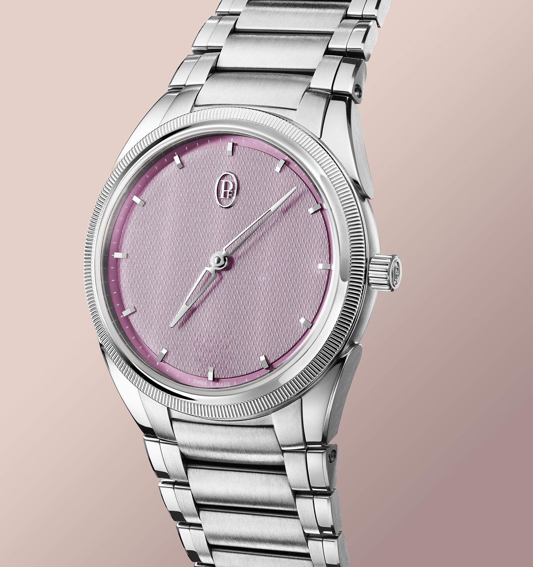 Parmigiani Fleurier Tonda PF Automatic 36mm Alta Rosa upright, angled view