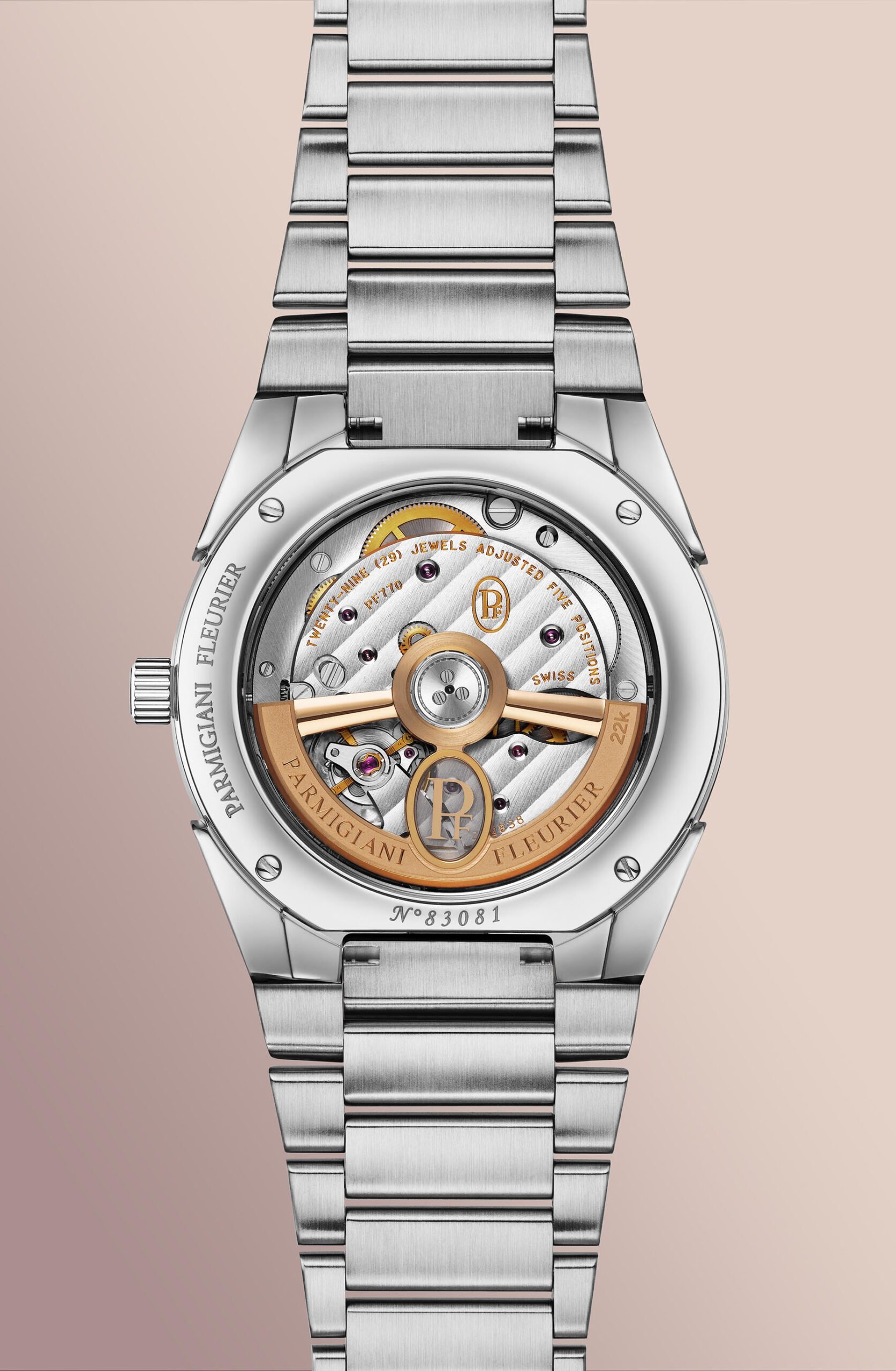 Parmigiani Fleurier Tonda PF Automatic 36mm Alta Rosa case back and movement