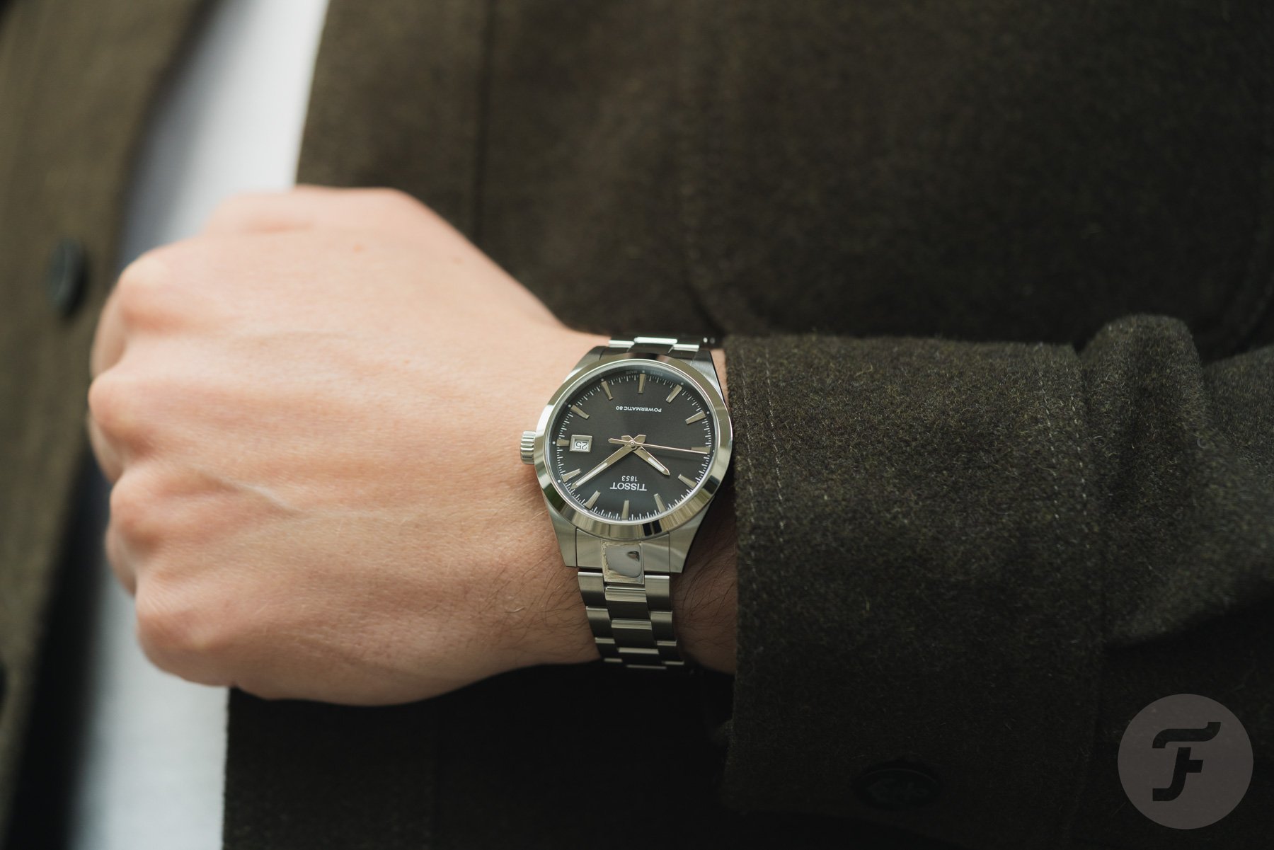 black-dial Tissot Gentleman 38mm on wrist