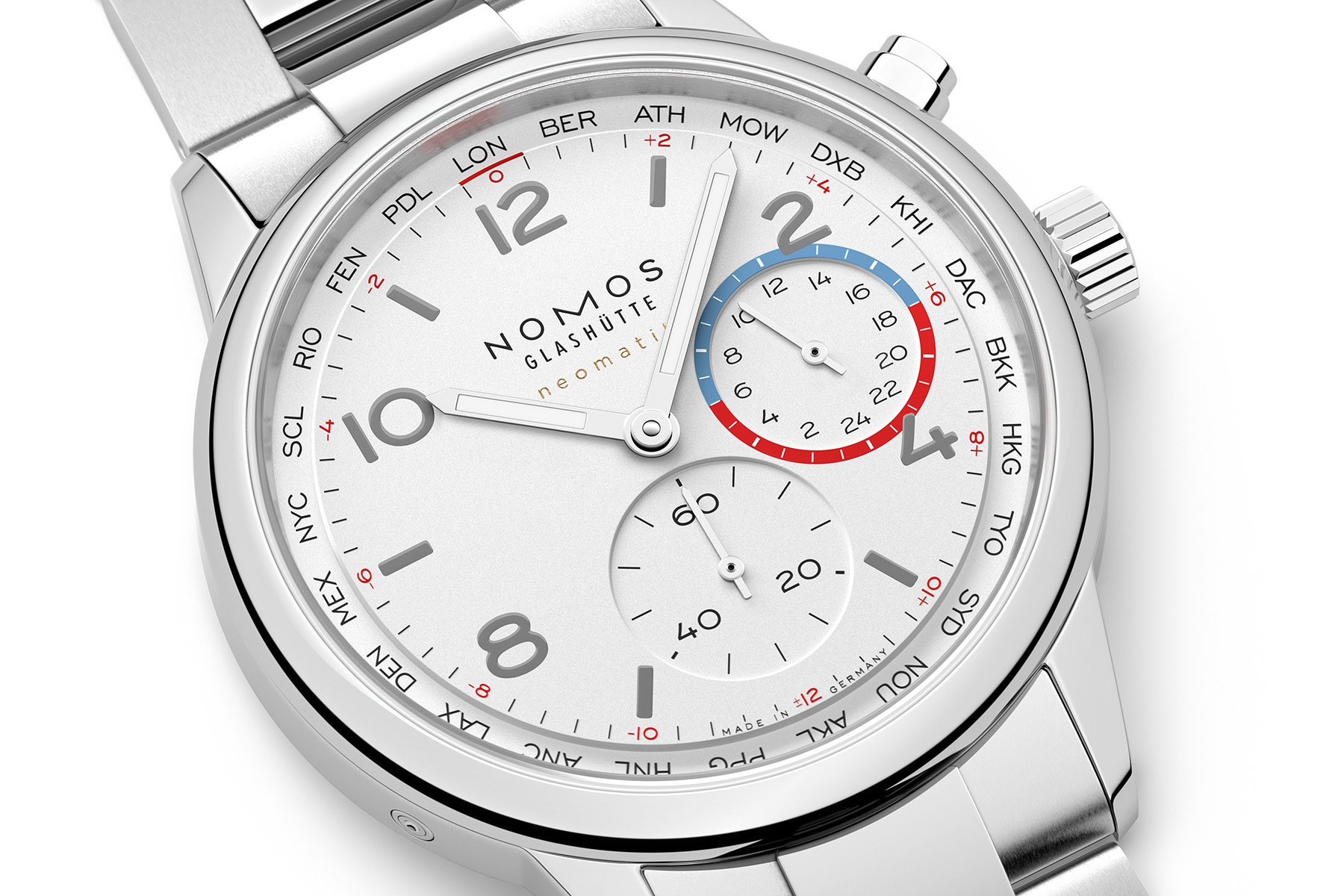 Nomos Club Sport Neomatik Worldtimer ref. 792 up close