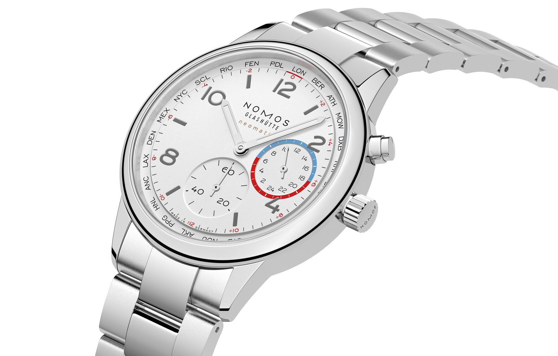 white-dial Nomos Club Sport Neomatik Worldtimer