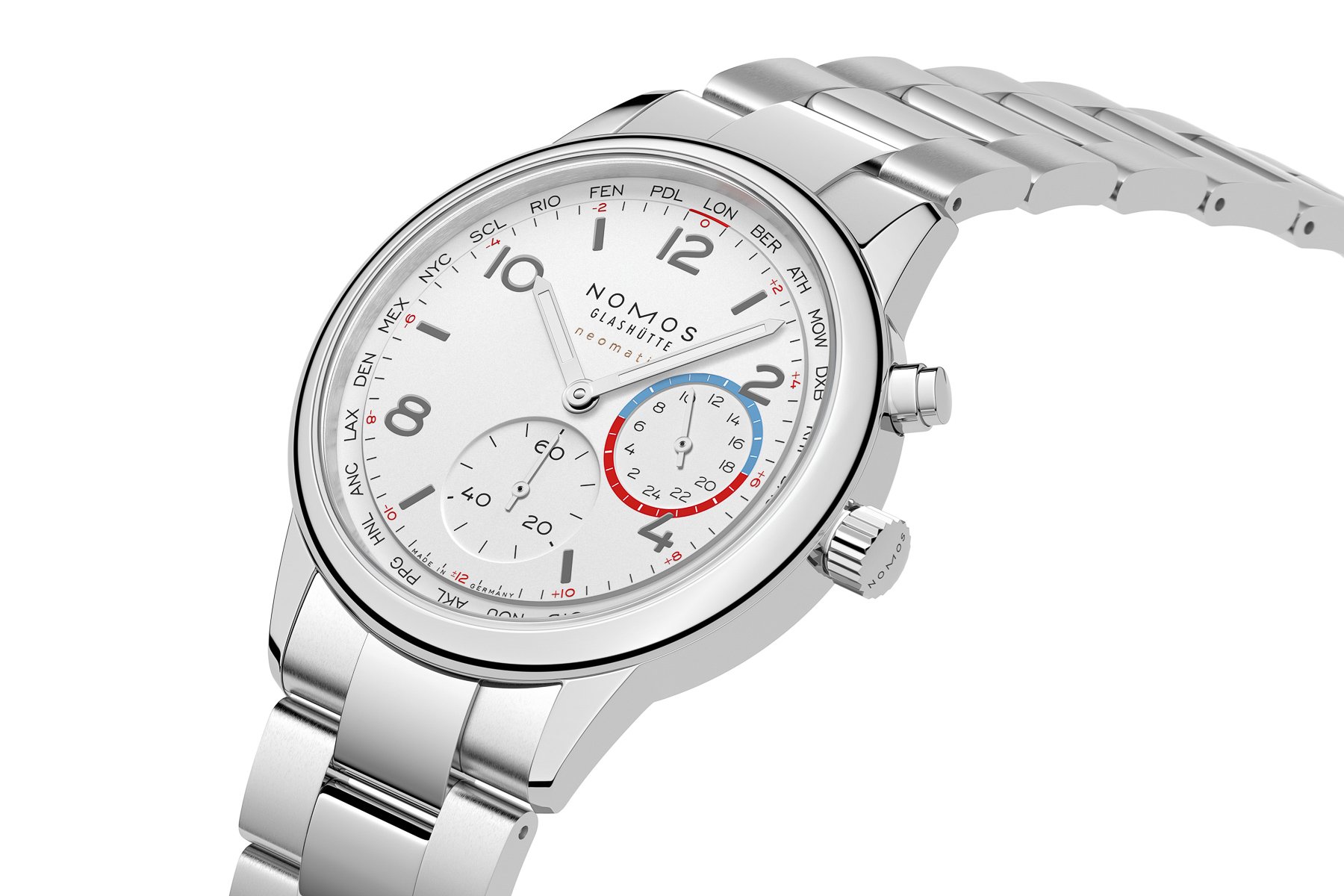 white-dial Nomos Club Sport Neomatik Worldtimer