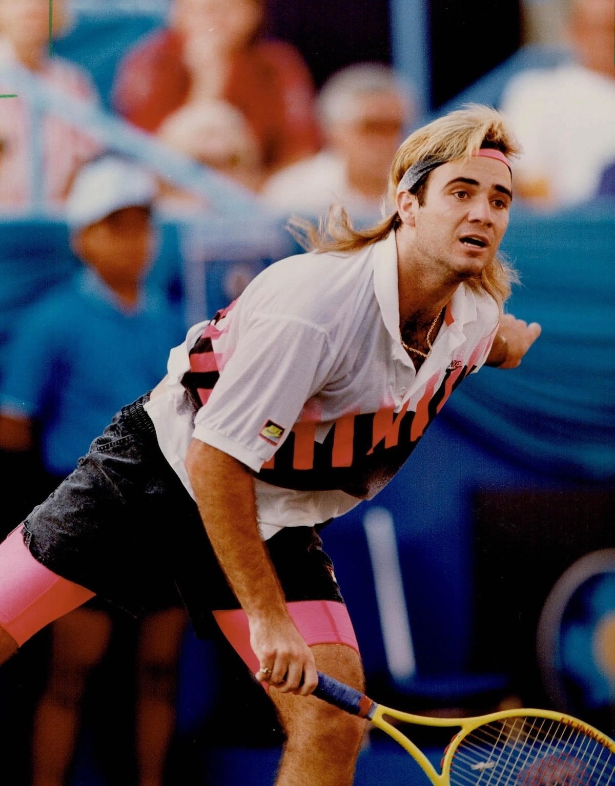 Andre Agassi playing in the 1990 French Open