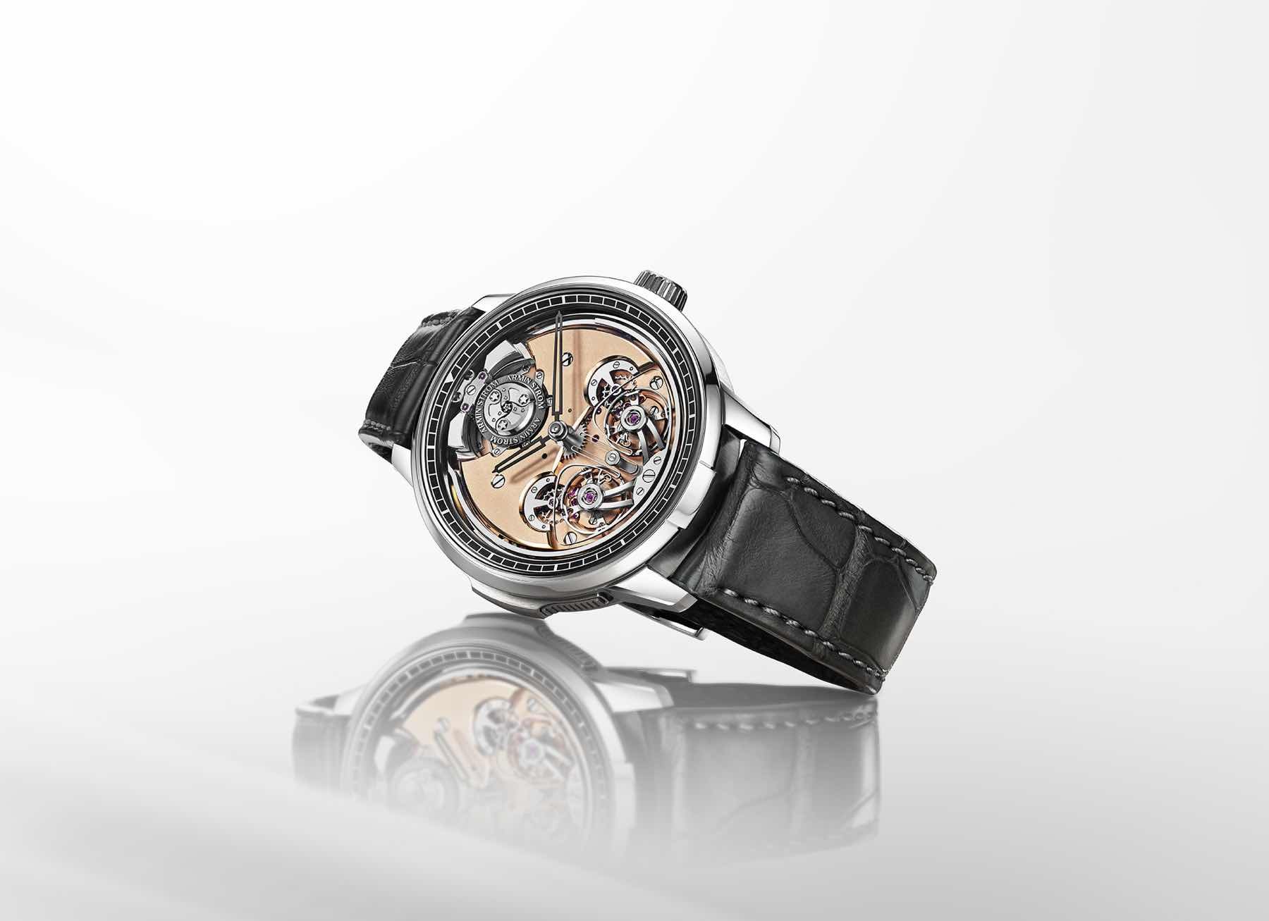 Armin Strom Minute Repeater Resonance 12:59 First Edition perched on its side