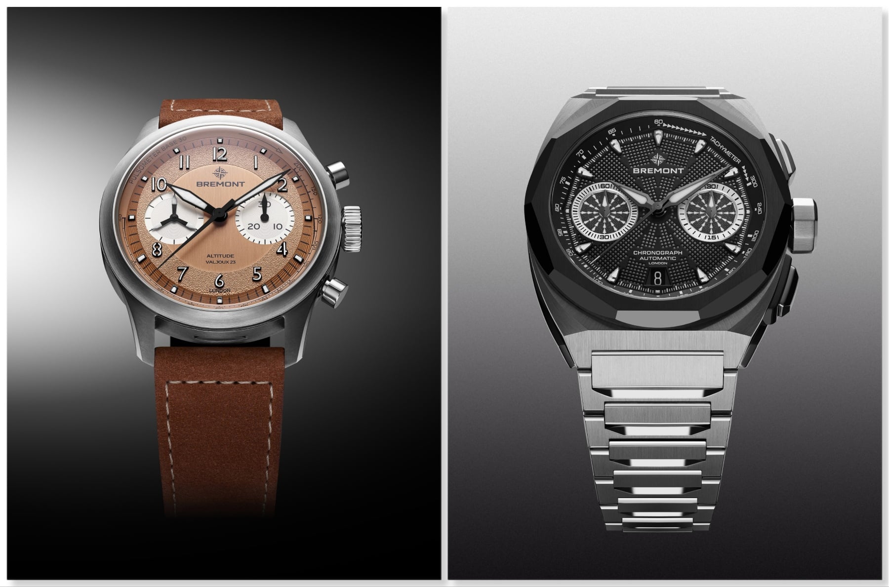 Bremont Altitude Chronograph Pulsograph Valjoux 23 and Supernova Chronograph header collage