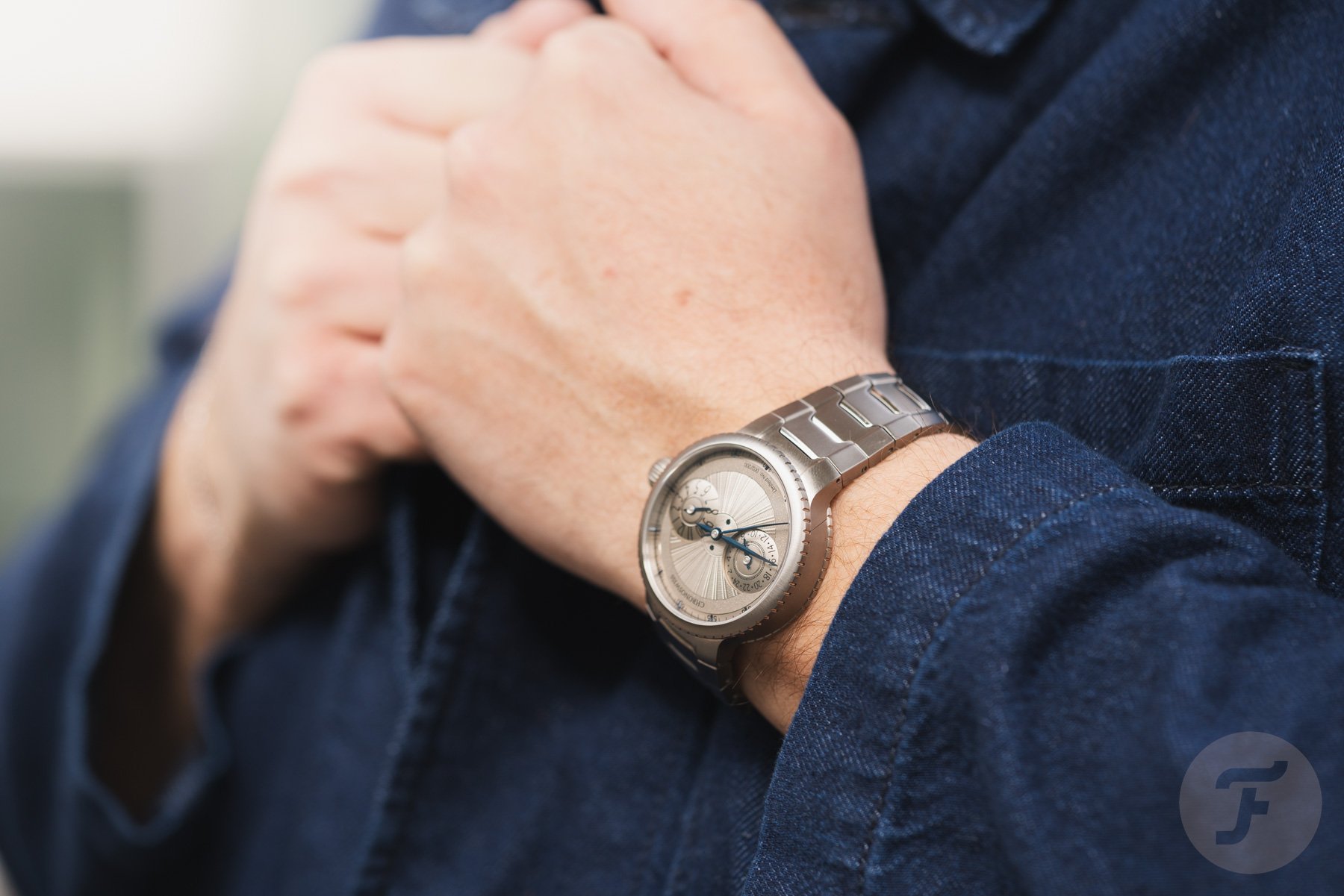 titanium Chronoswiss Pulse GMT on wrist