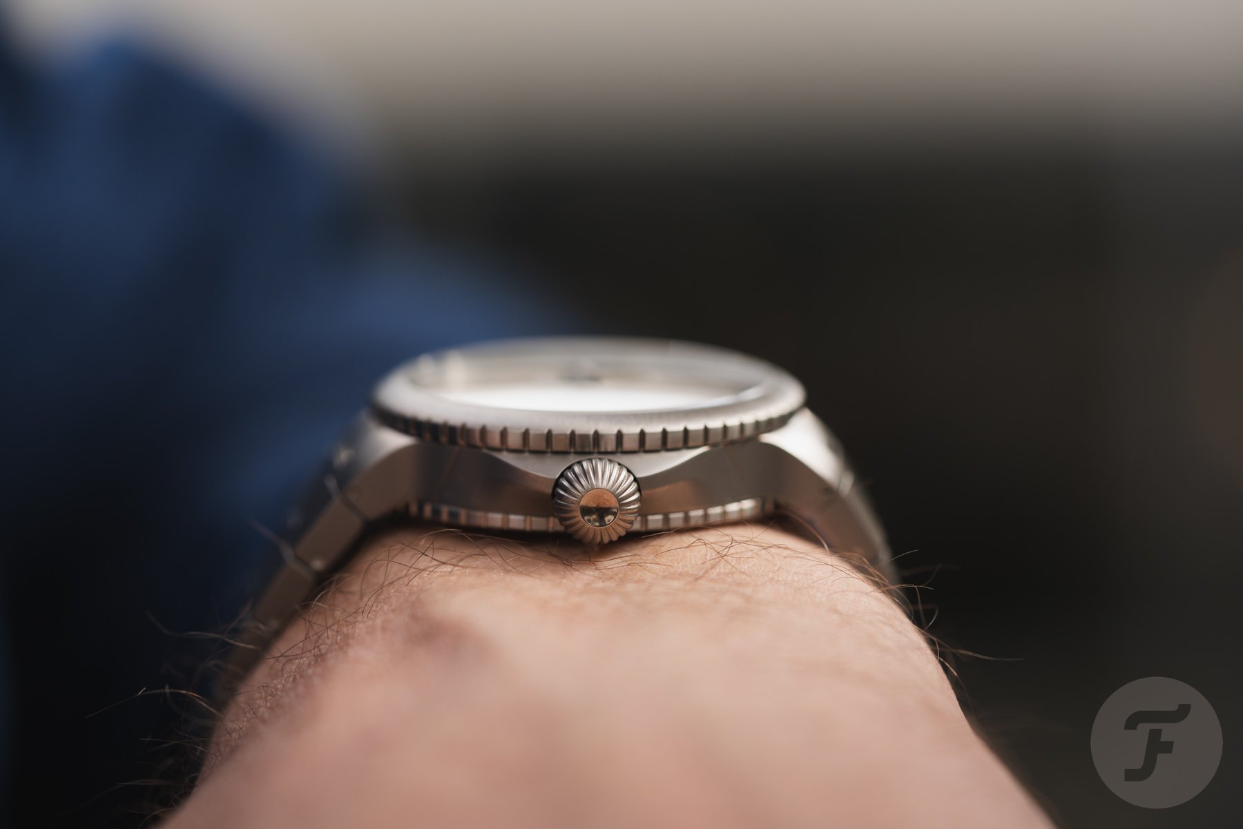 titanium Chronoswiss Pulse GMT on-wrist profile shot