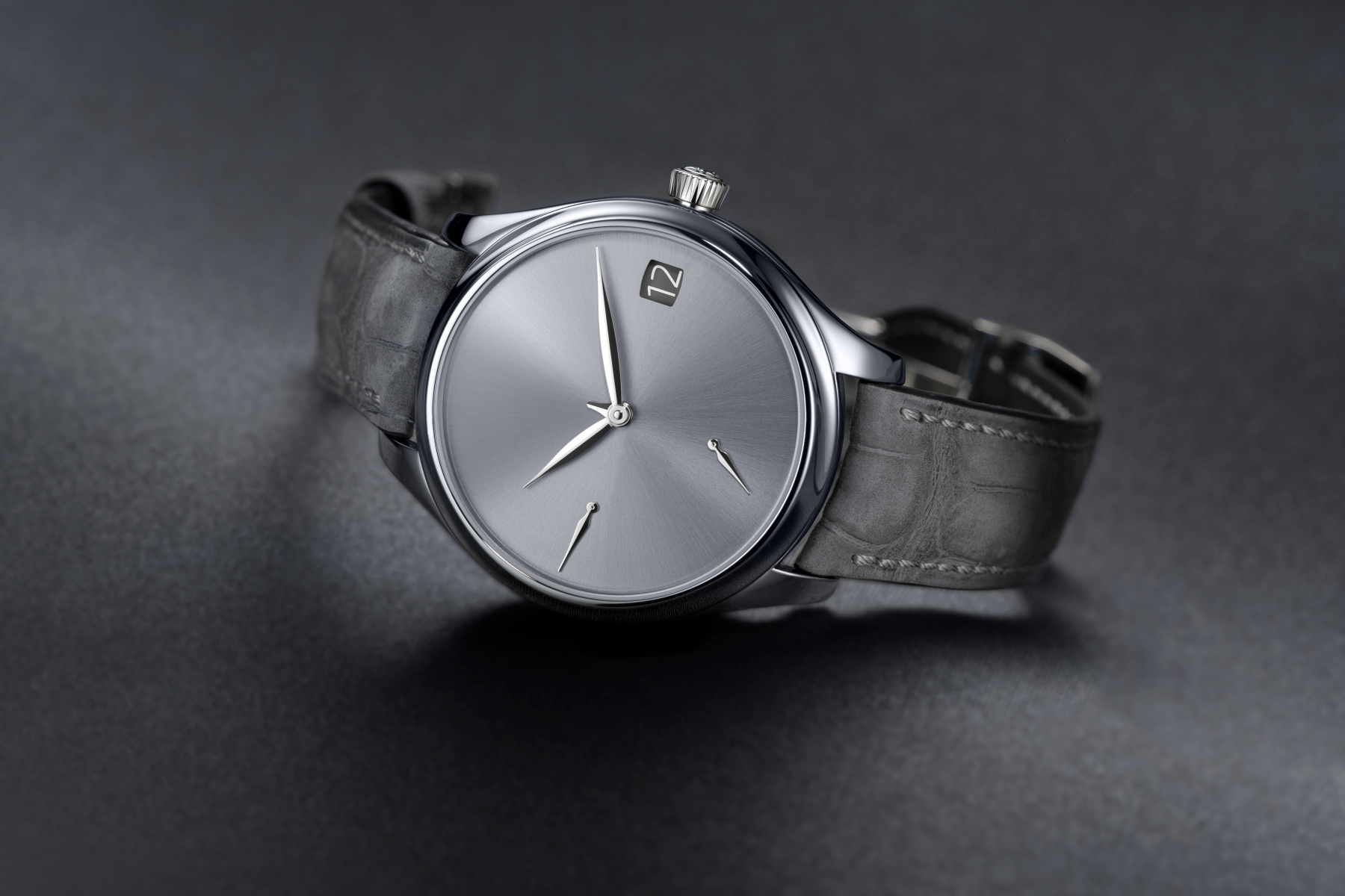 H. Moser & Cie Endeavour Perpetual Calendar Concept Tantalum on its side, crown up