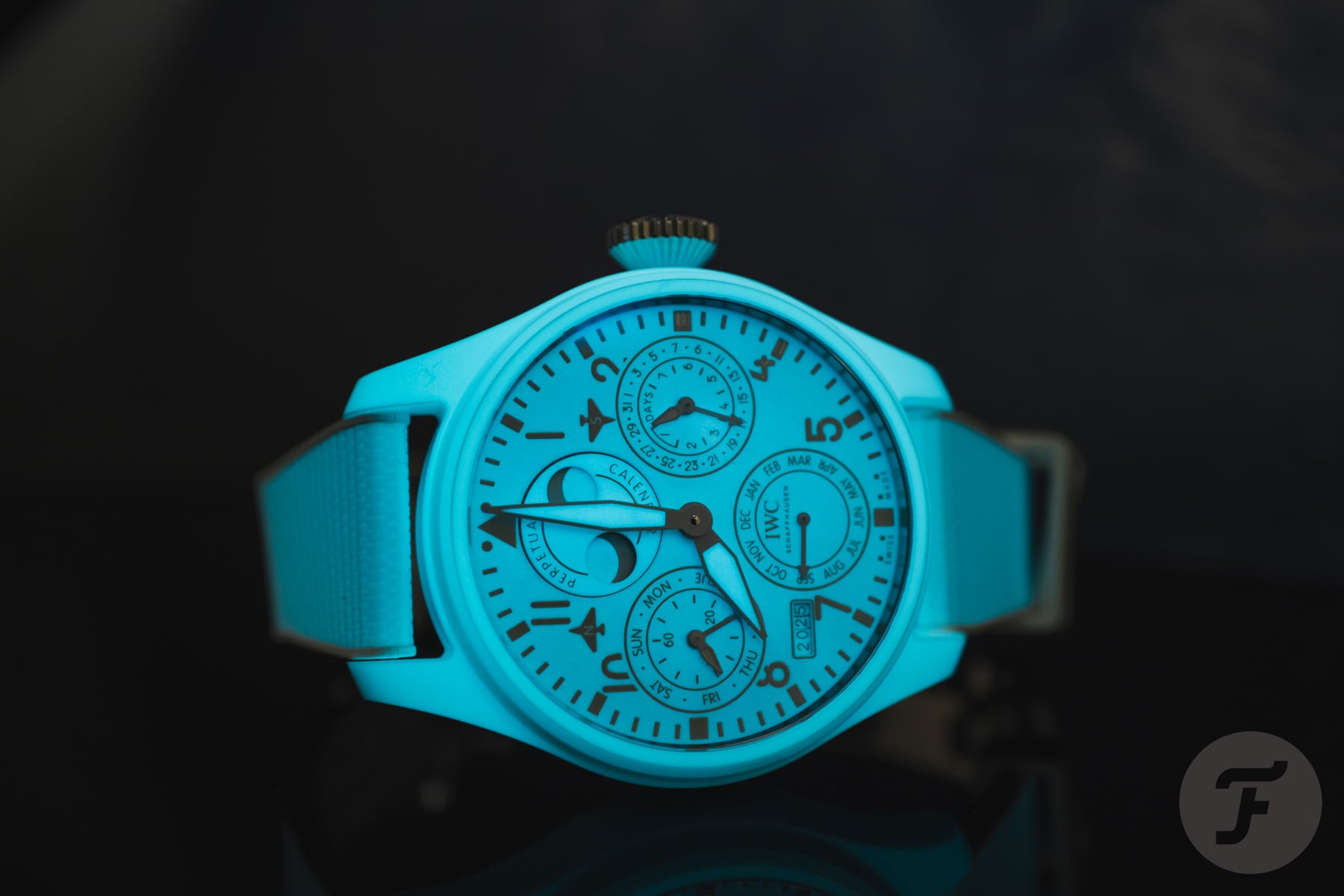 IWC Big Pilot’s Watch Perpetual Calendar Ceralume glowing in the dark