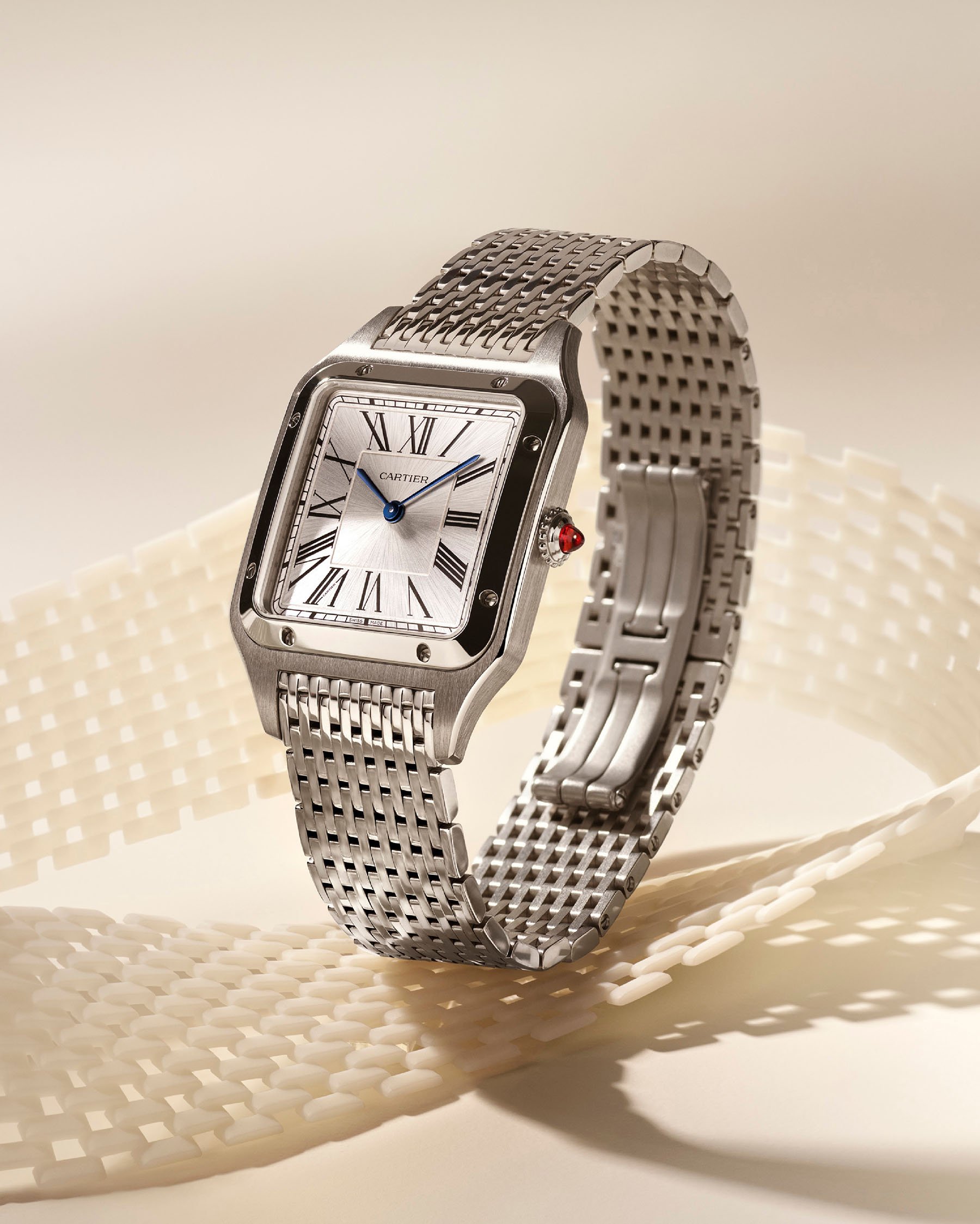 platinum Cartier Santos-Dumont with bracelet
