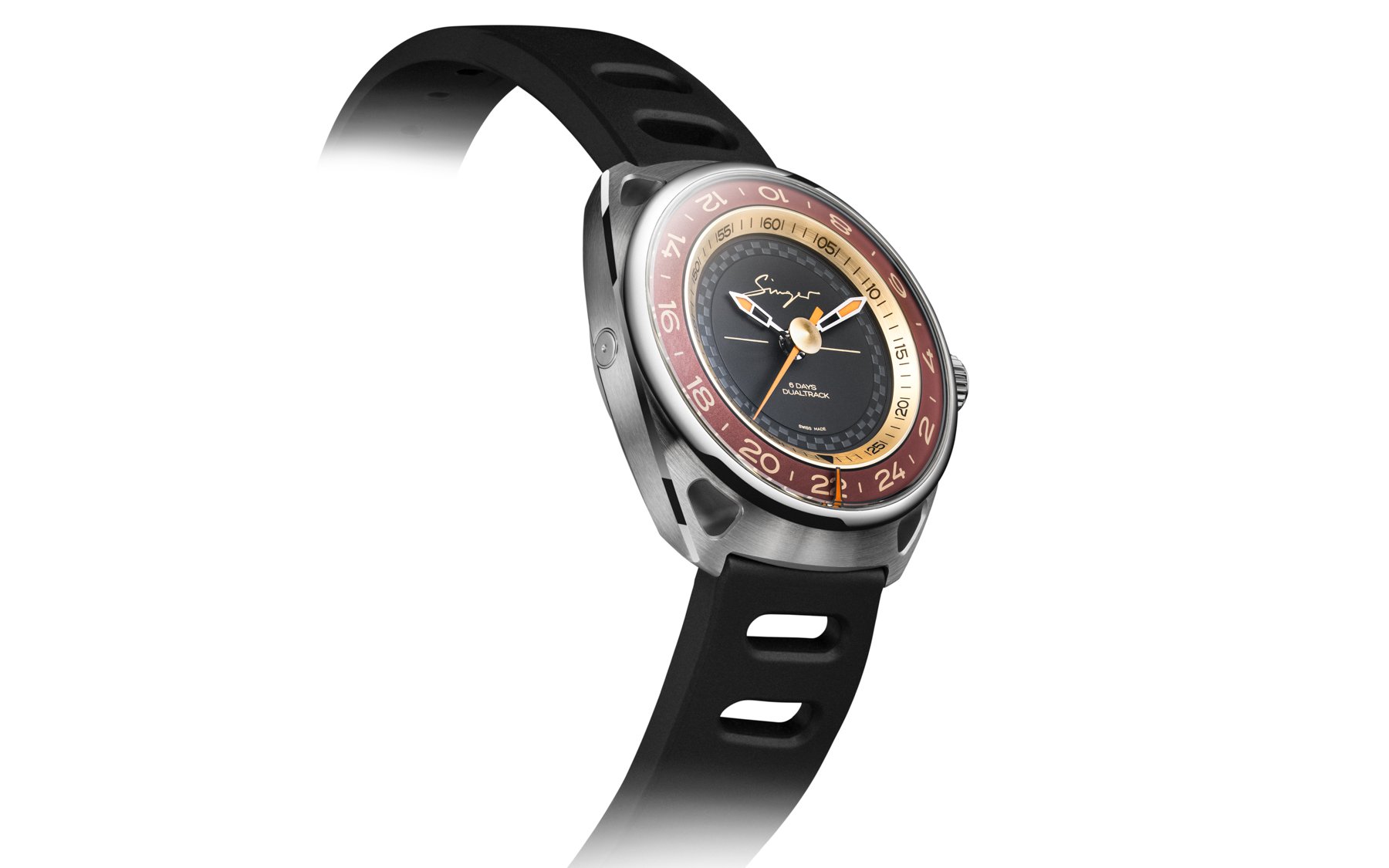 Singer Reimagined DualTrack Horizon Red upright, tilted