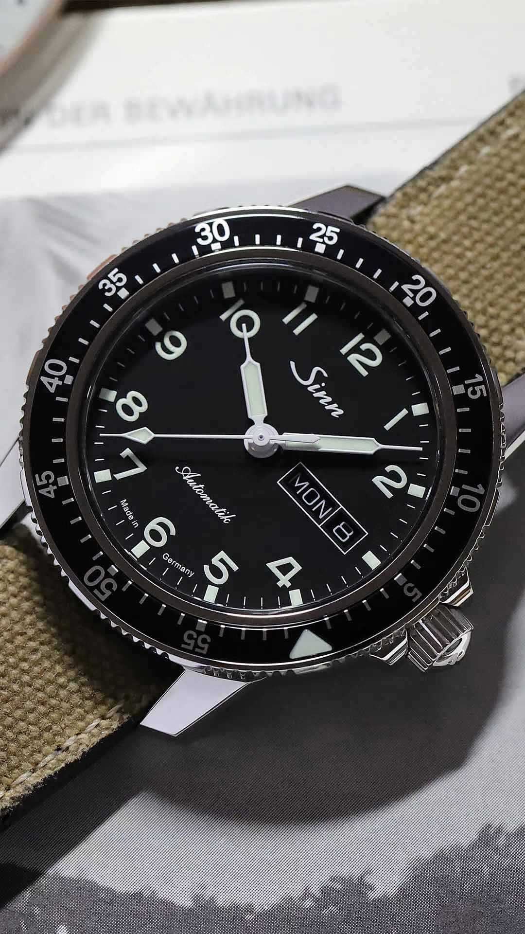 IWC Big Pilot's Watch alternatives — Sinn 104 St Sa A up close, flat-lay