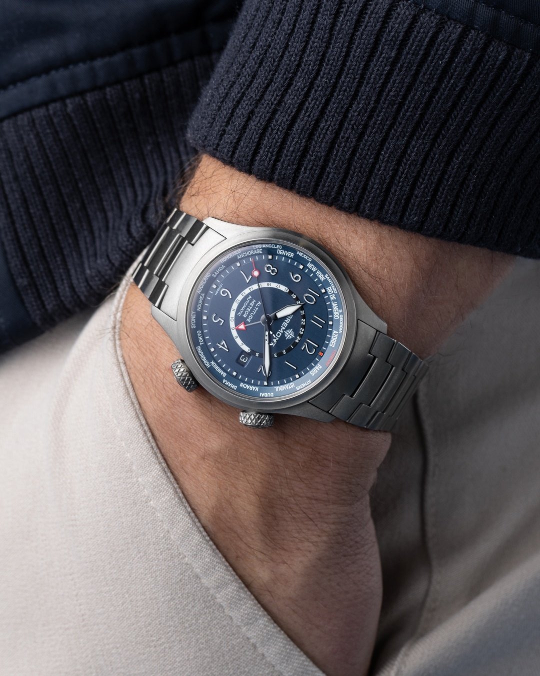 Bremont Altitude MB Meteor Time Zones Air Force Blue on the wrist
