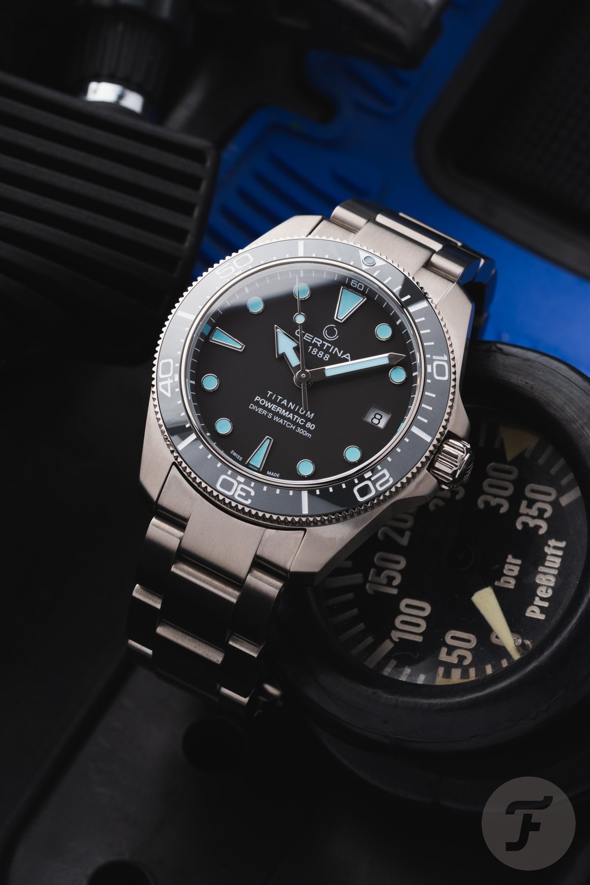 Certina DS Action Diver 38mm Titanium on pressure gauge