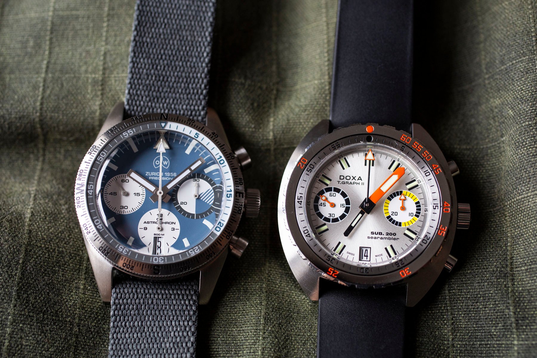 Ollech & Wajs Astrochron and Doxa Sub 200 T.Graph II Searambler side by side