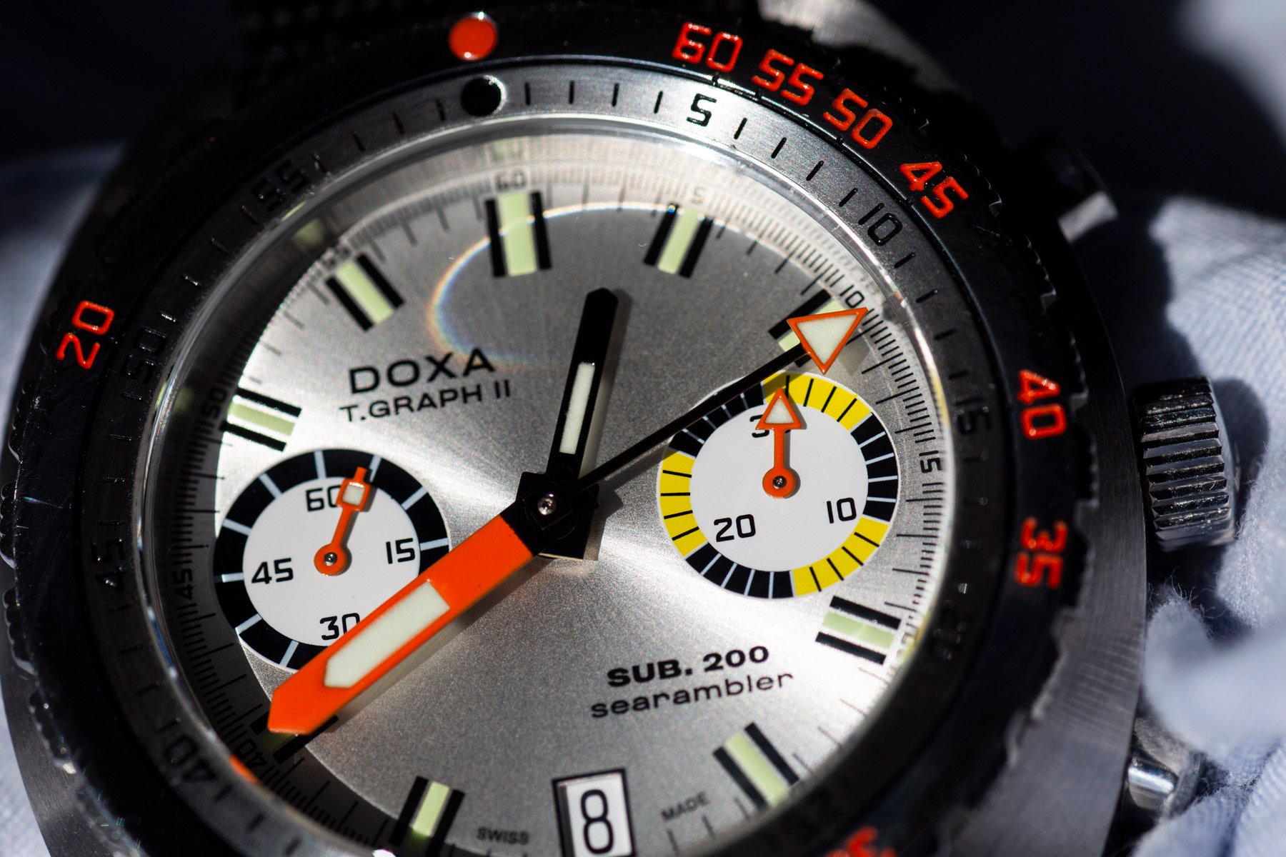 Doxa Sub 200 T.Graph II Searambler dial up close