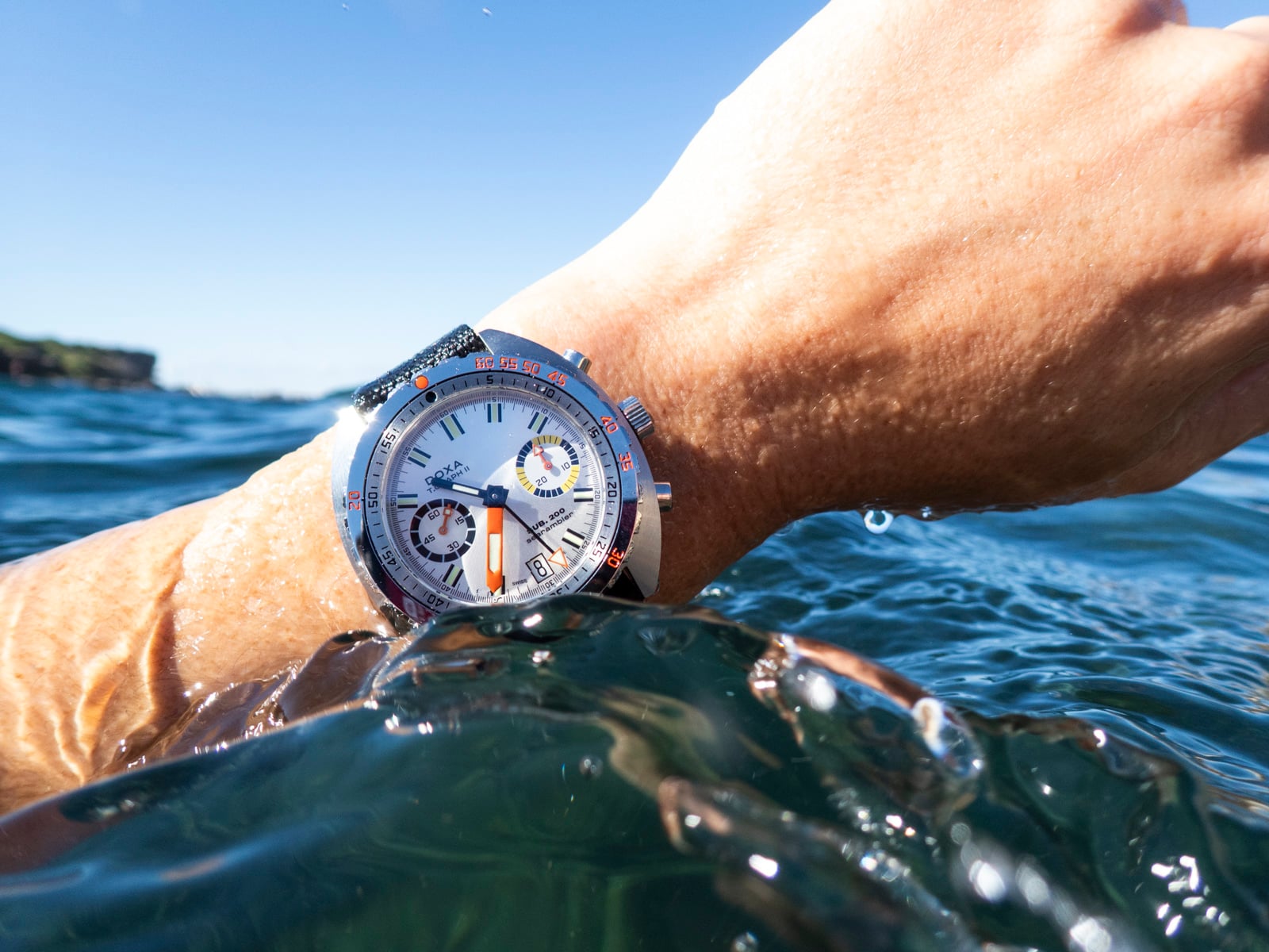Doxa Sub 200 T.Graph II Searambler wrist shot in water