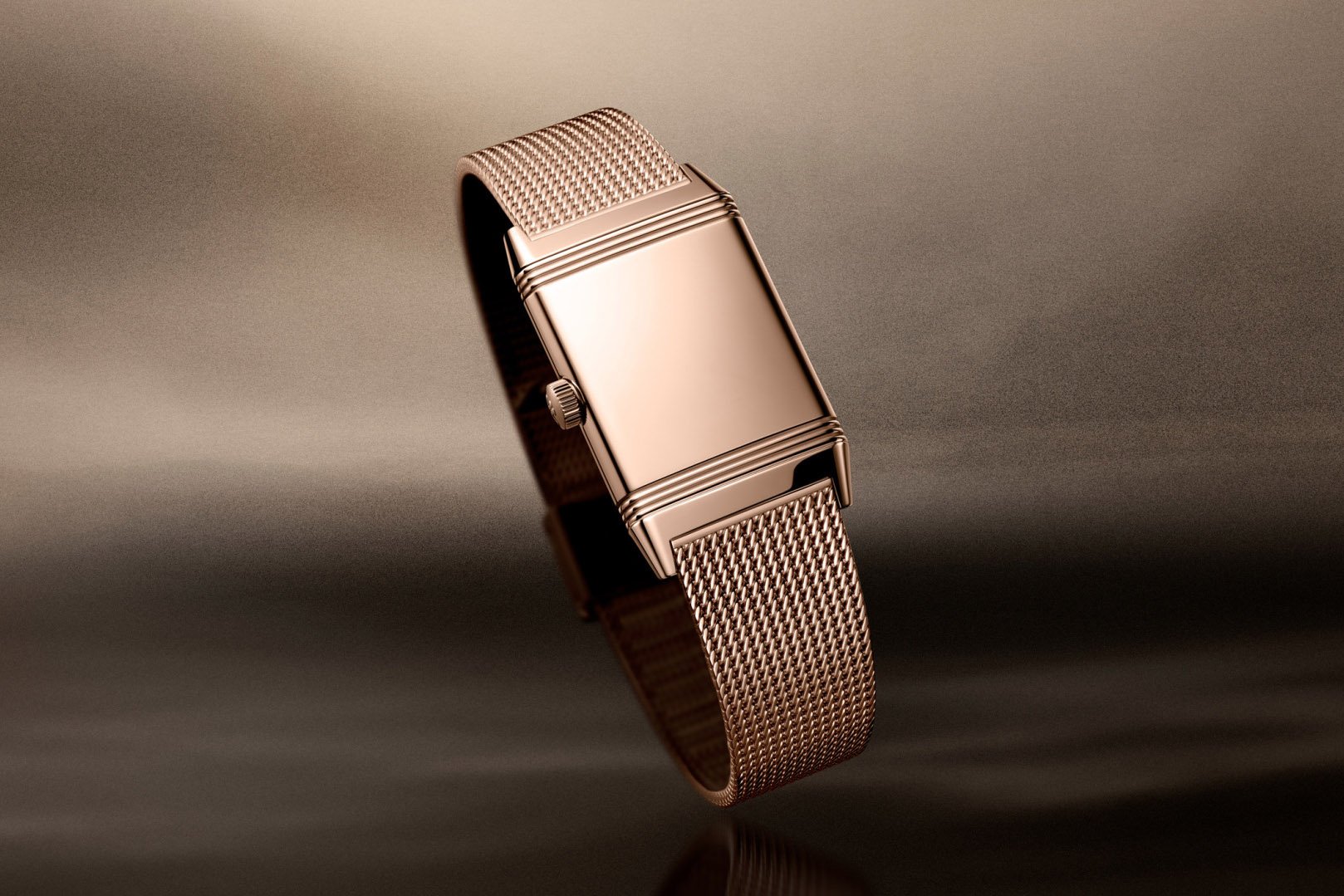 pink gold Jaeger-LeCoultre Reverso Tribute Monoface "Or Deco Solo Tempo" ref. Q716216J upright, case reversed
