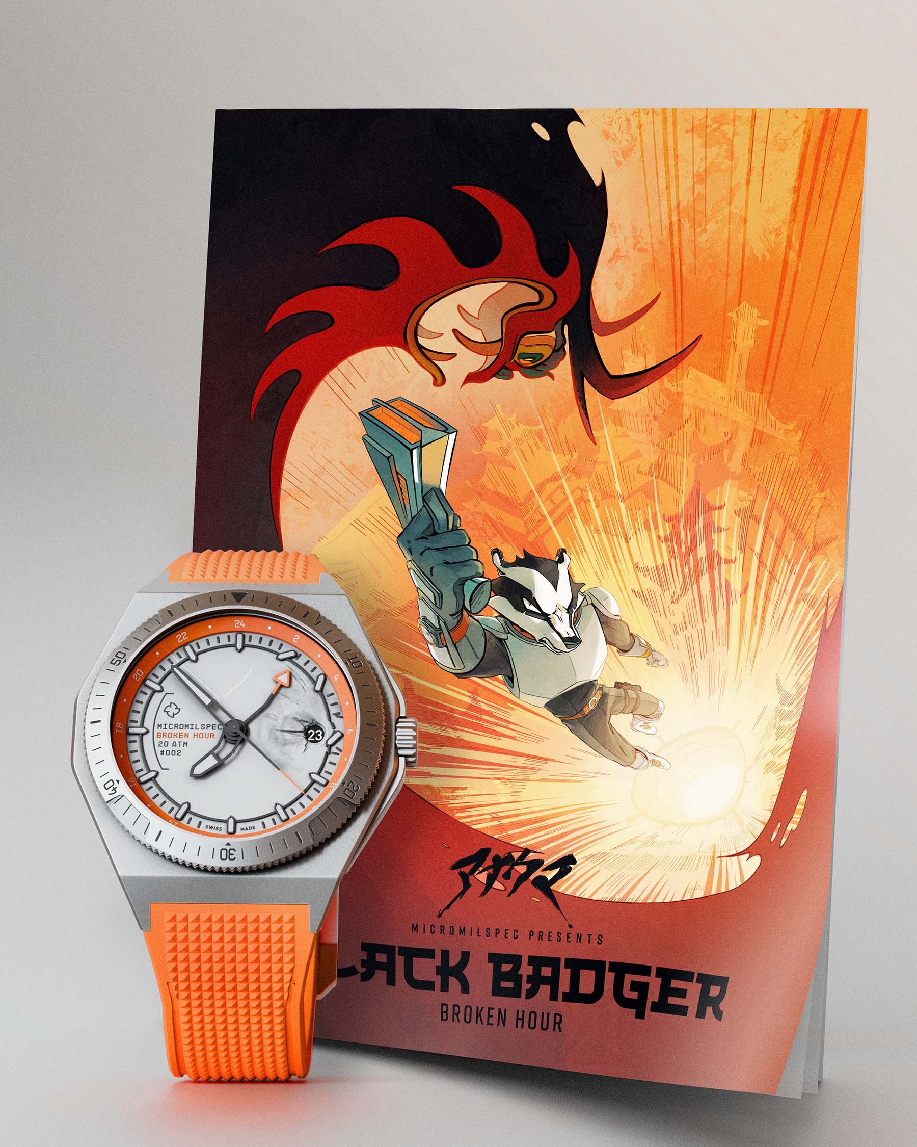 Micromilspec × Black Badger Broken Hour with accompanying comic