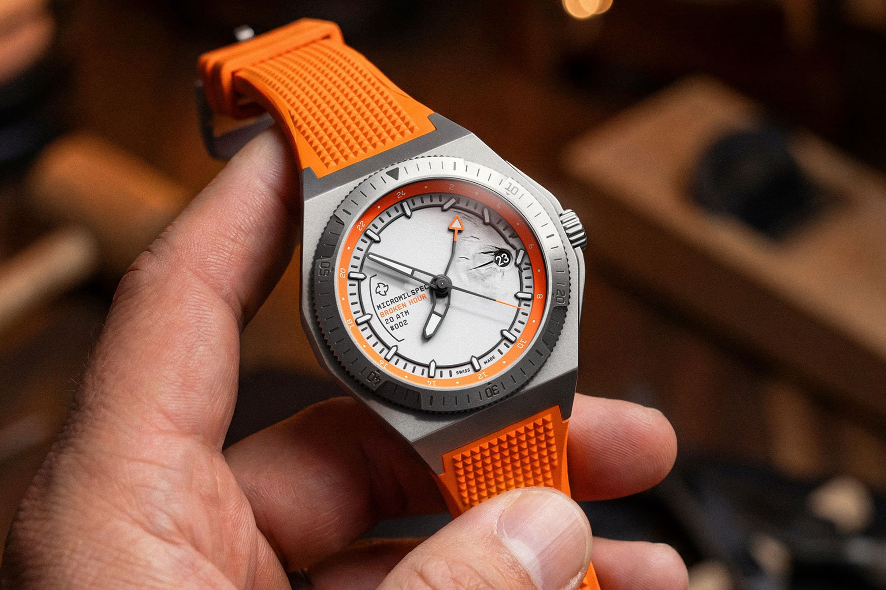 Micromilspec × Black Badger Broken Hour in hand