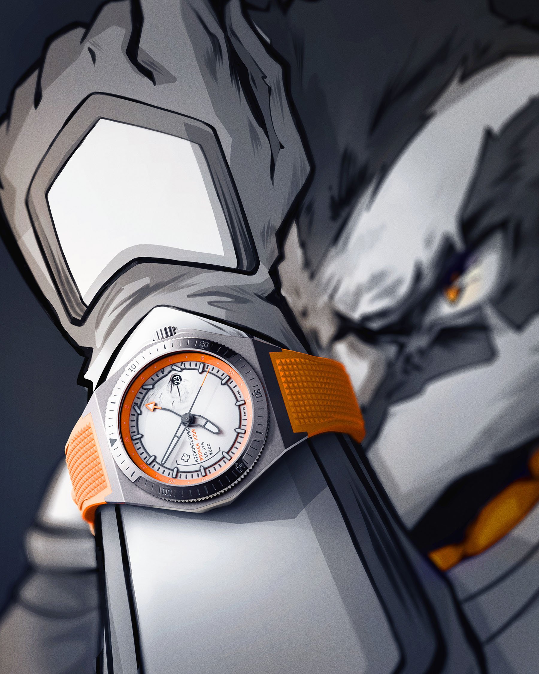 Micromilspec × Black Badger Broken Hour on Black Badger's wrist