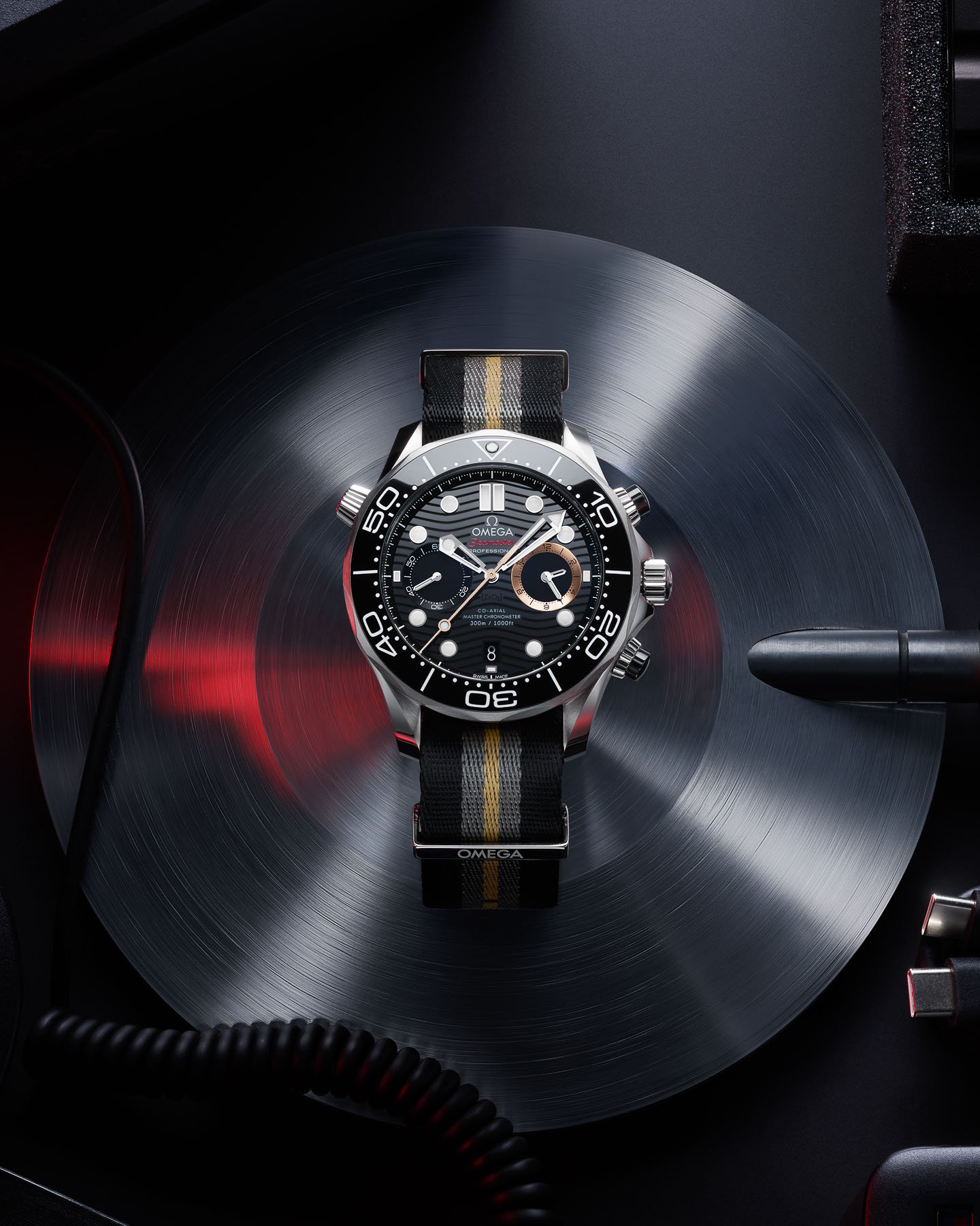 Omega Seamaster Diver 300M Chronograph 007 First Light head on