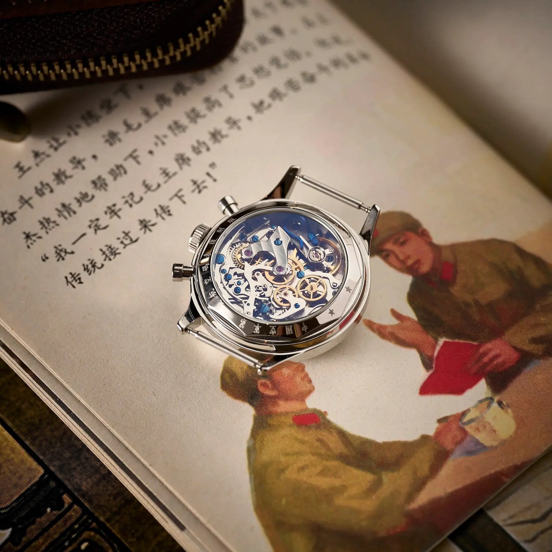 Seagull 1963 38mm Air Force Edition case back and movement