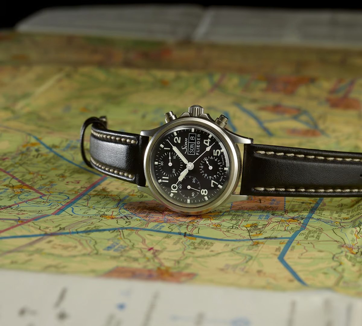 Sinn 356 Pilot on its side, crown up