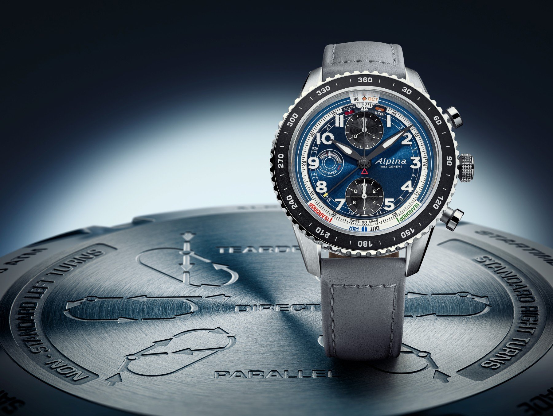 Frontal view of the Watch Angels × Alpina Startimer Pilot Chronograph Automatic IFR