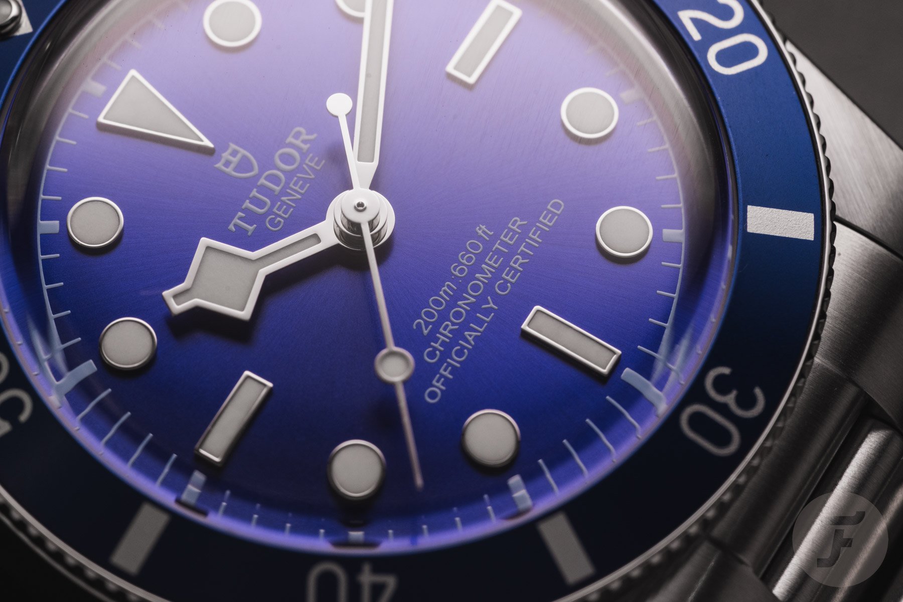 blue Tudor Black Bay 54 dial up close