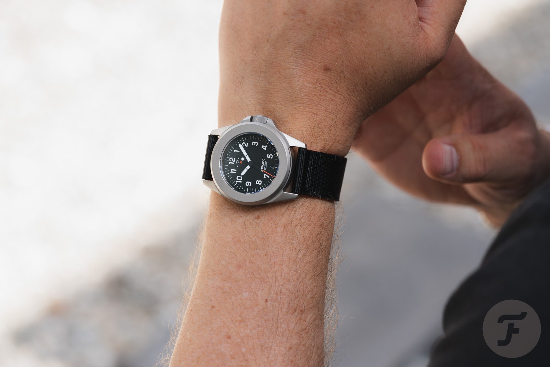 Unimatic Modello Quattro UT4-U-TI-GMT on wrist