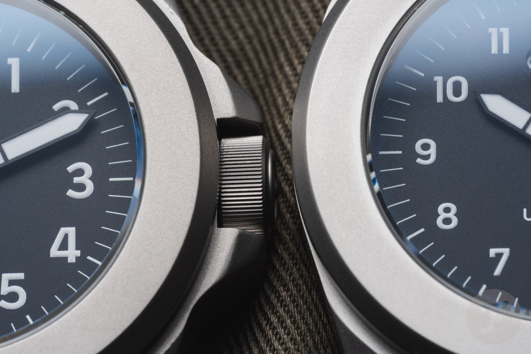 Unimatic Modello Quattro UT4-U-TI-GMT next to steel UT4-GMT, half of dials and bezels