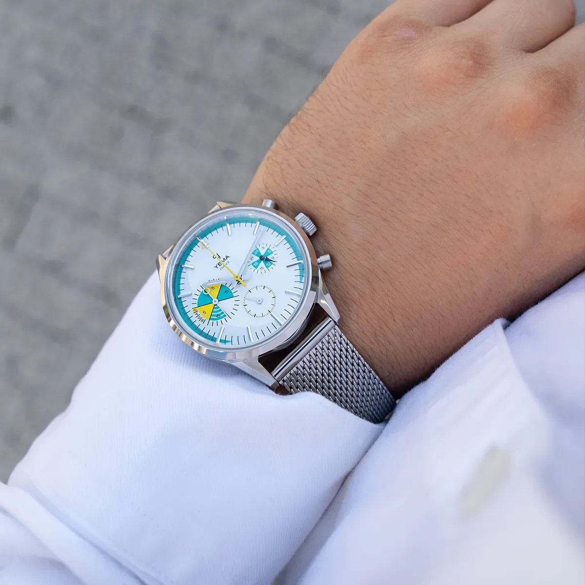Rolex Yacht-Master II alternatives — Yema Yachtingraf Croisière Meca-Quartz wrist shot