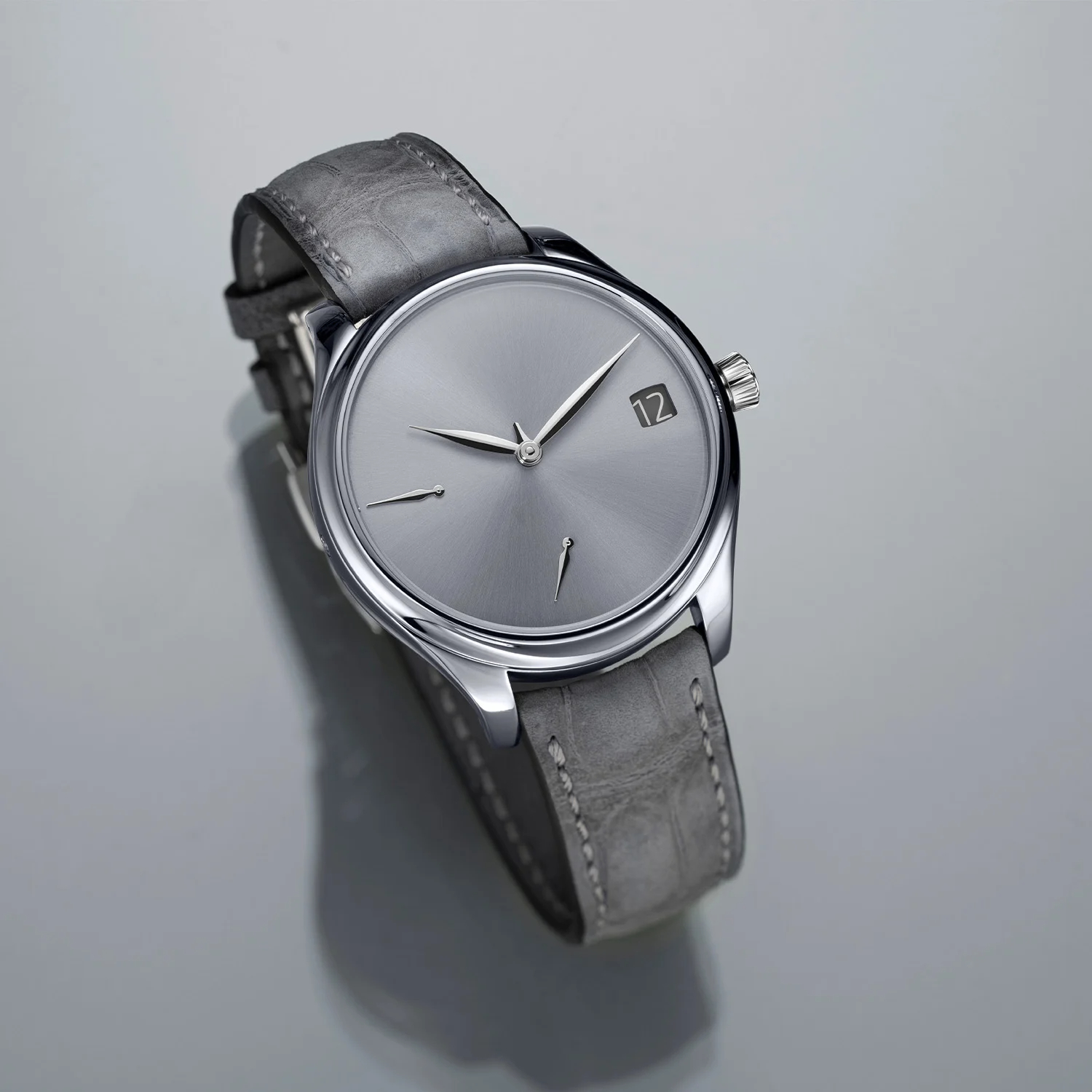 H. Moser Endeavour Perpetual Calendar Concept Tantalum upright, angled view