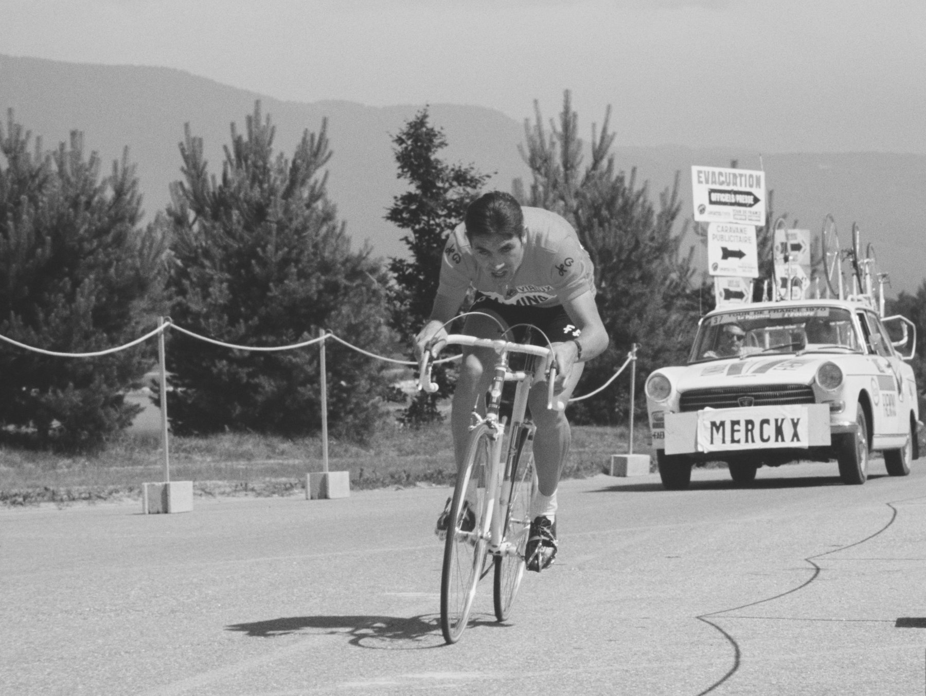 Eddy Merckx racing the 1970 Tour de France in his Maillot Jaune